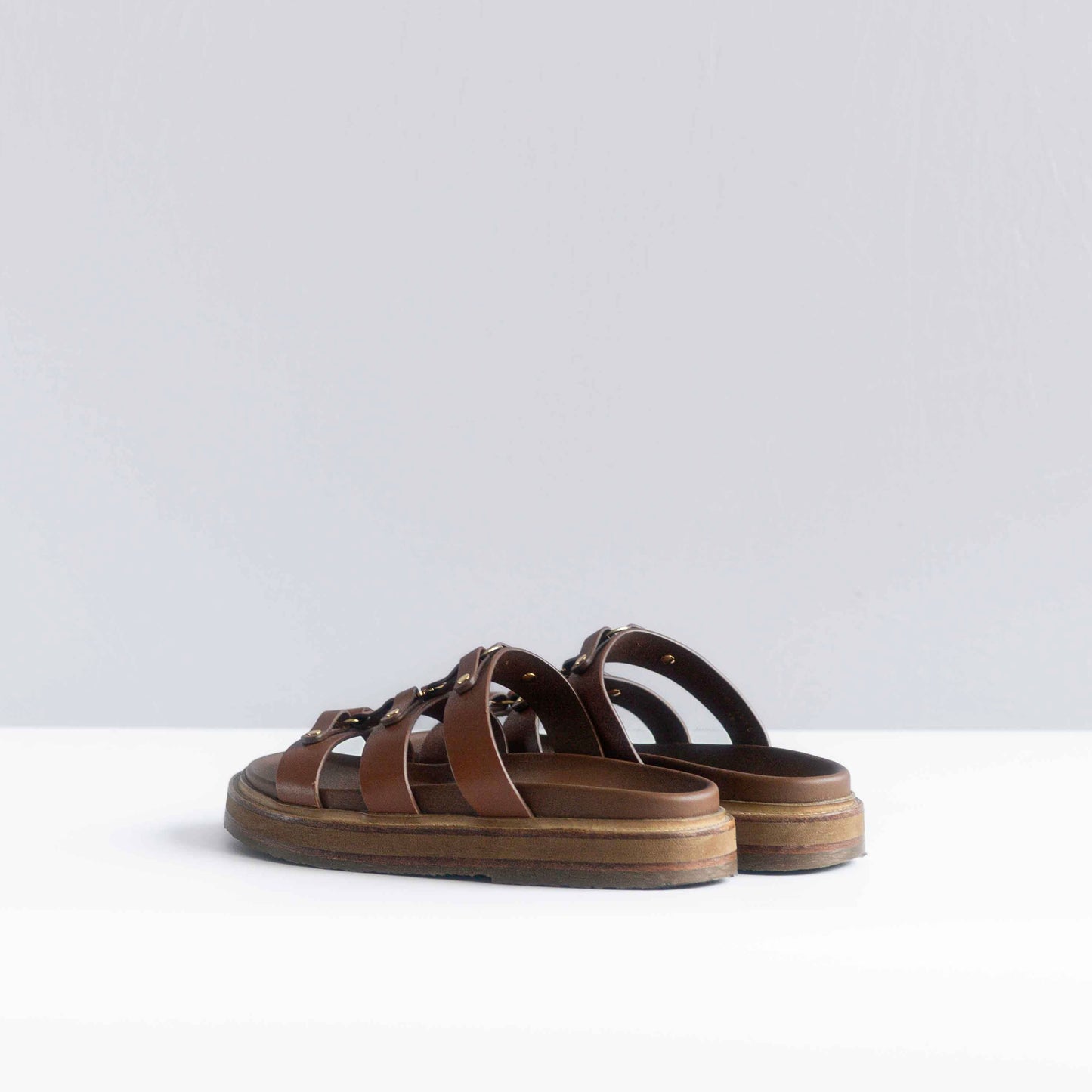 CÉLINE - SANDALS TIPPI LEATHER GOLD LOGO SIZE 38 EU