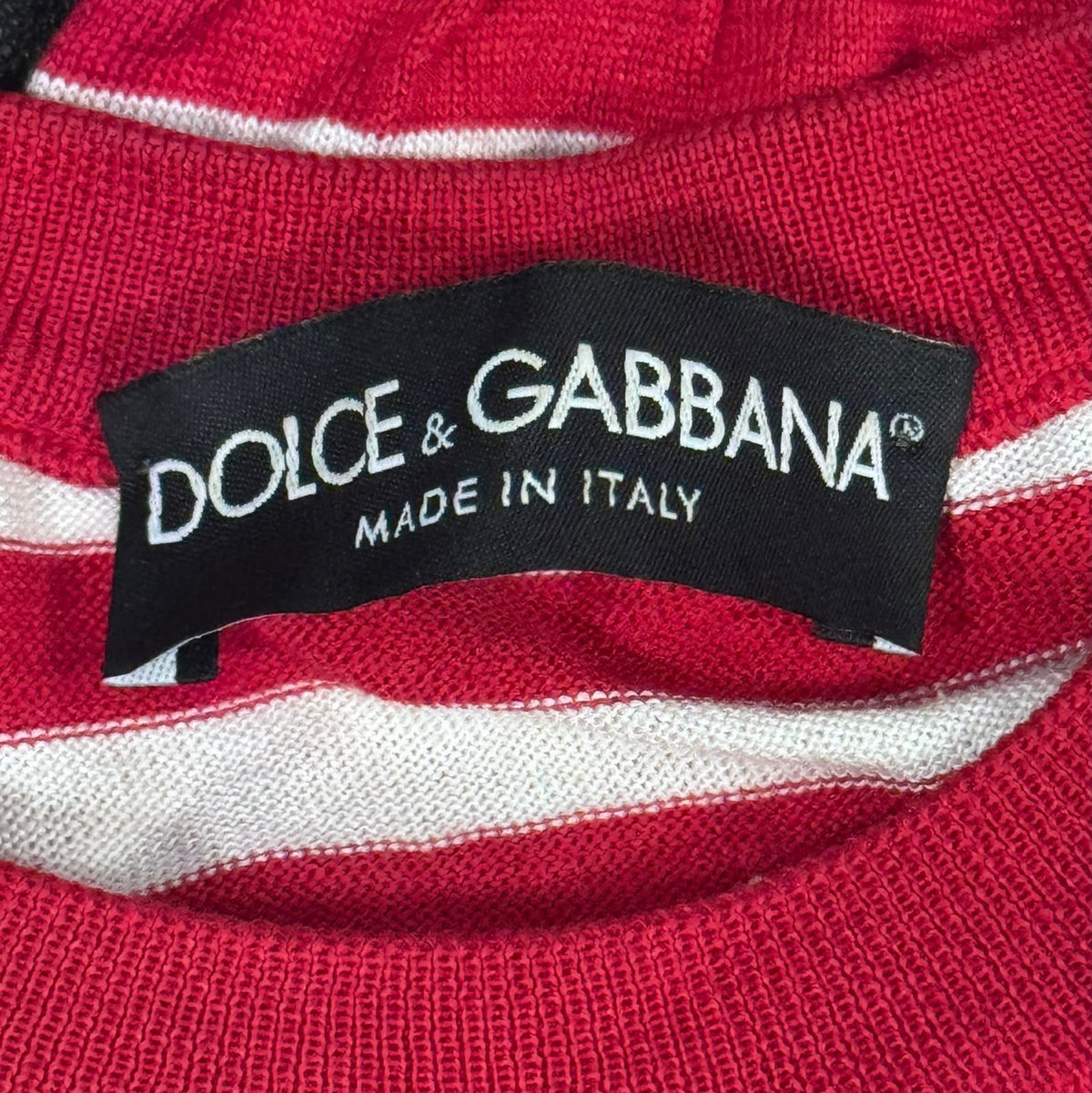 DOLCE & GABBANA - SWEATER KNIT SILK STRIPED RED & WHITE SIZE 40 IT