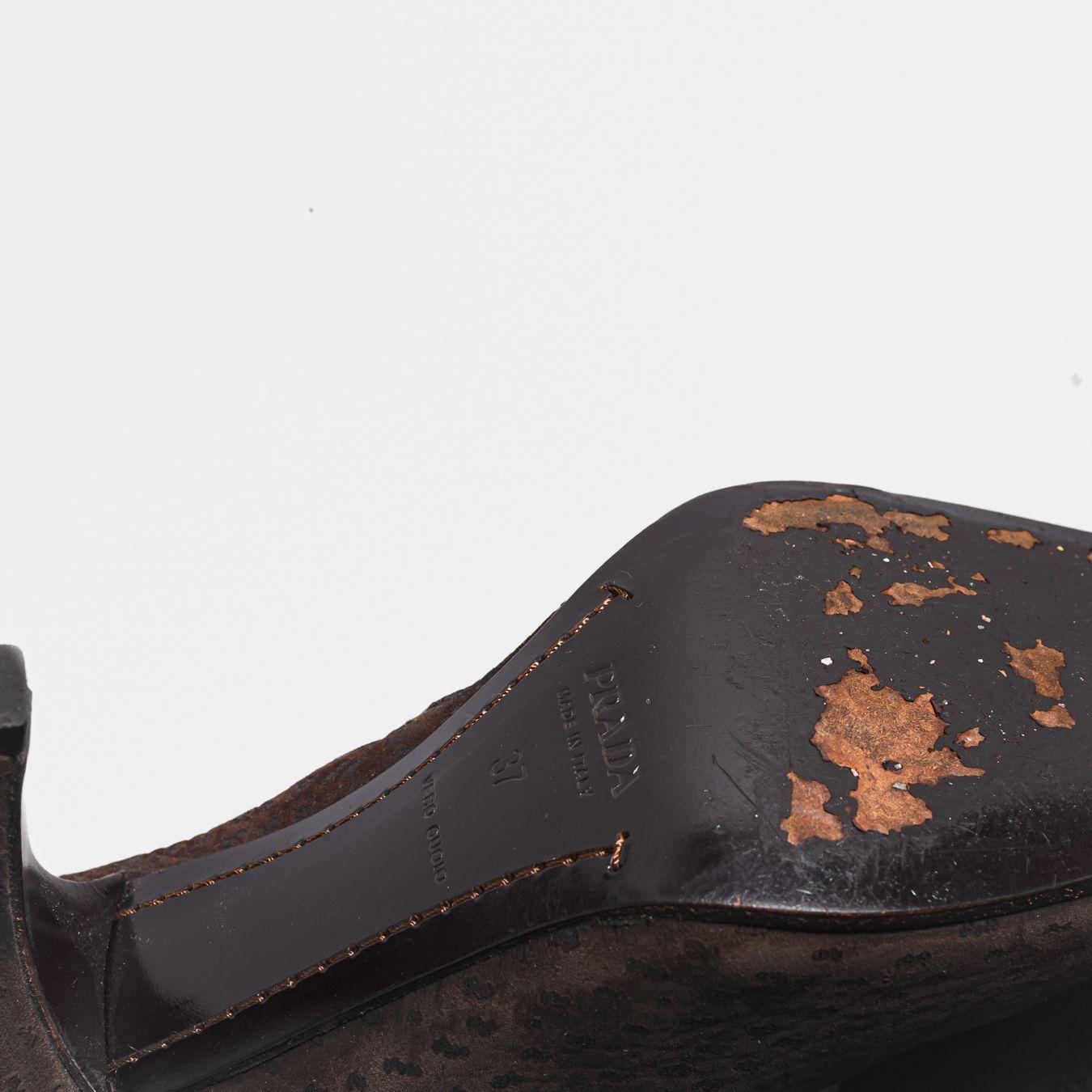 PRADA - HIGH BOOTS BROWN OSTRICH LEATHER SIZE 37 EU