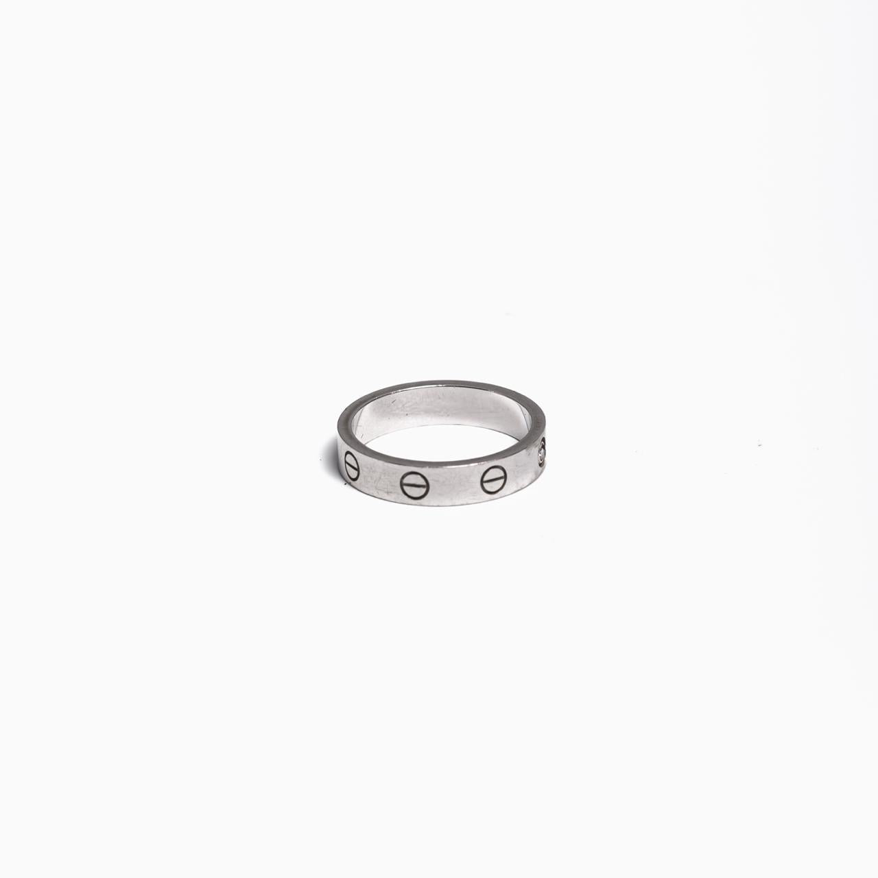 CARTIER - LOVE RING 18K WHITE GOLD WITH 1 BRILLIANT-CUT DIAMOND SIZE 53