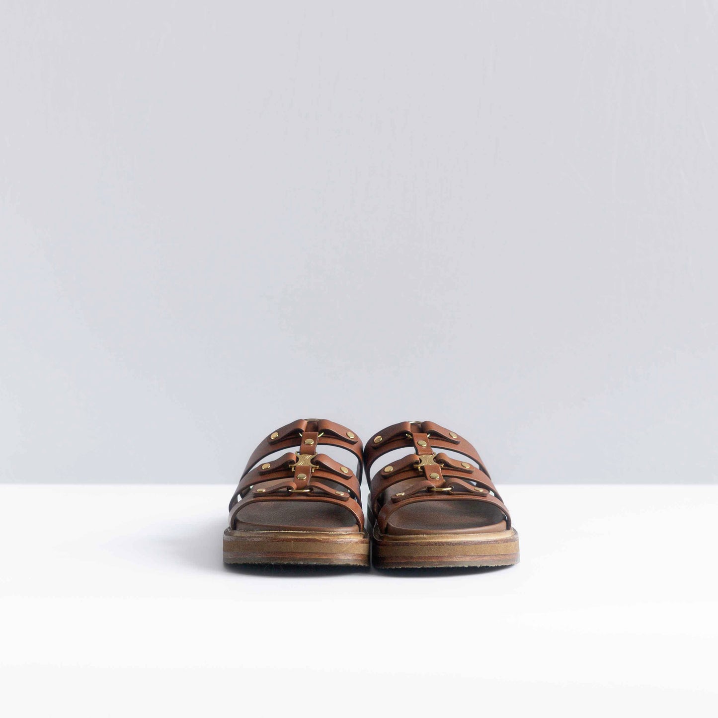 CÉLINE - SANDALS TIPPI LEATHER GOLD LOGO SIZE 38 EU