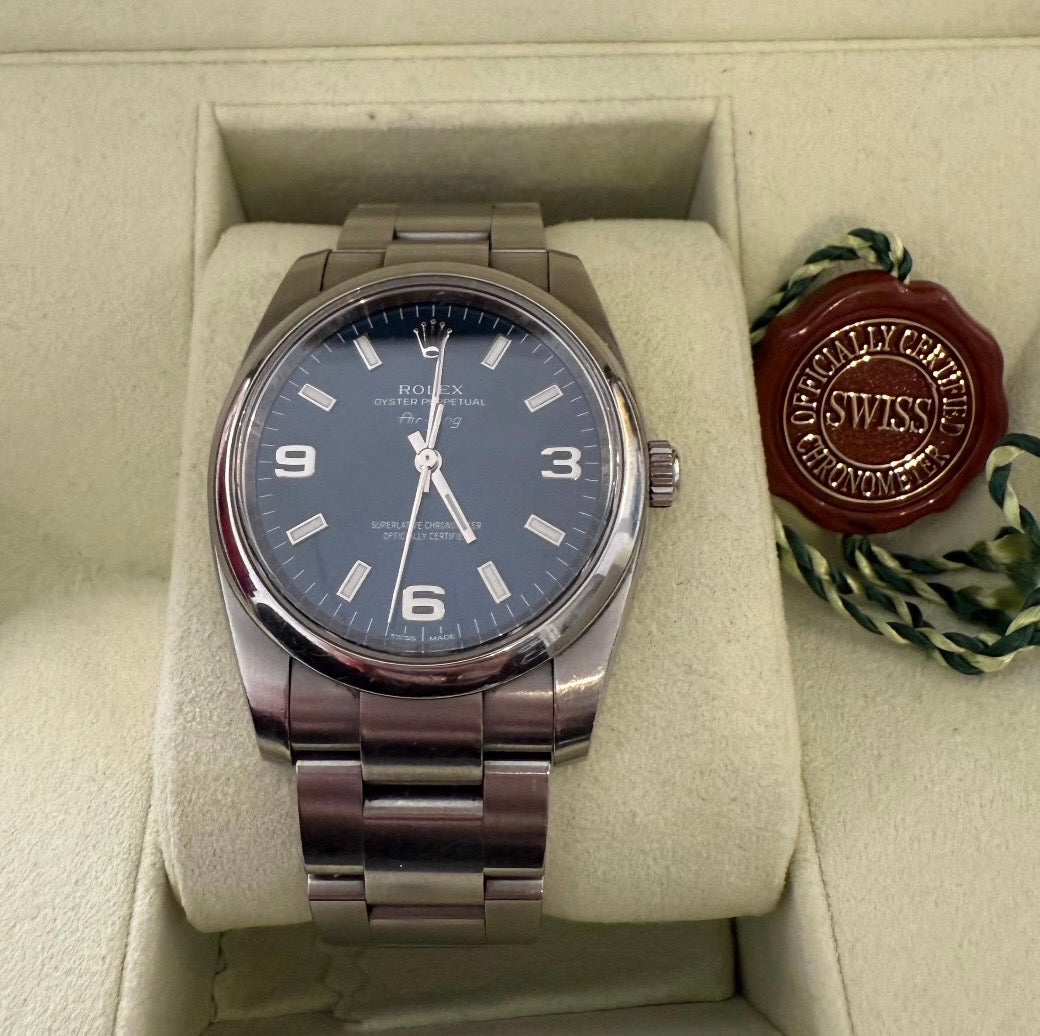 ROLEX - *FULL SET* WATCH OYSTER PERPETUAL AIR-KING 34mm BLUE DIAL