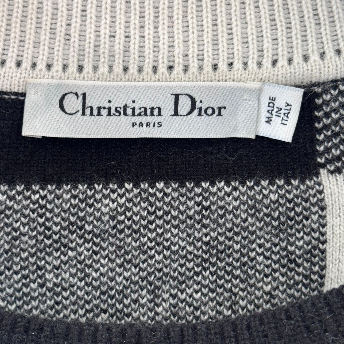 DIOR - SWEATER CASHMERE J’ADIOR 8 BLACK & WHITE CHECK SIZE 42 FR