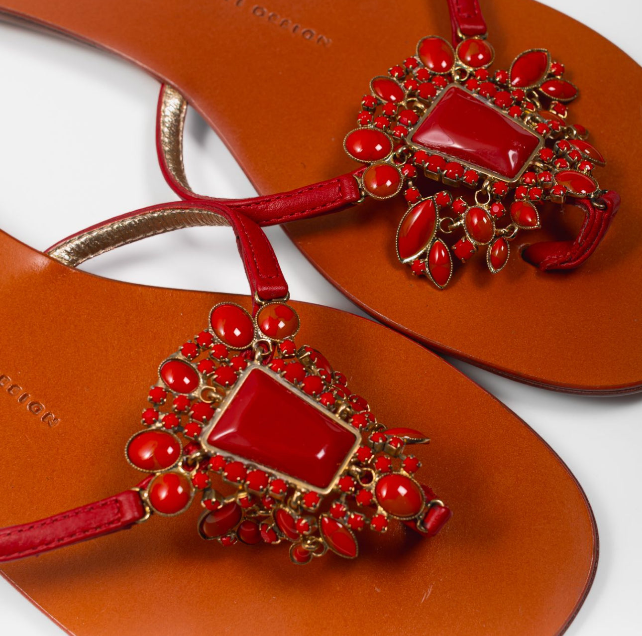 ZANOTTI - *BRAND NEW* SANDALS FLAT STUDDED RED SIZE 37 EU