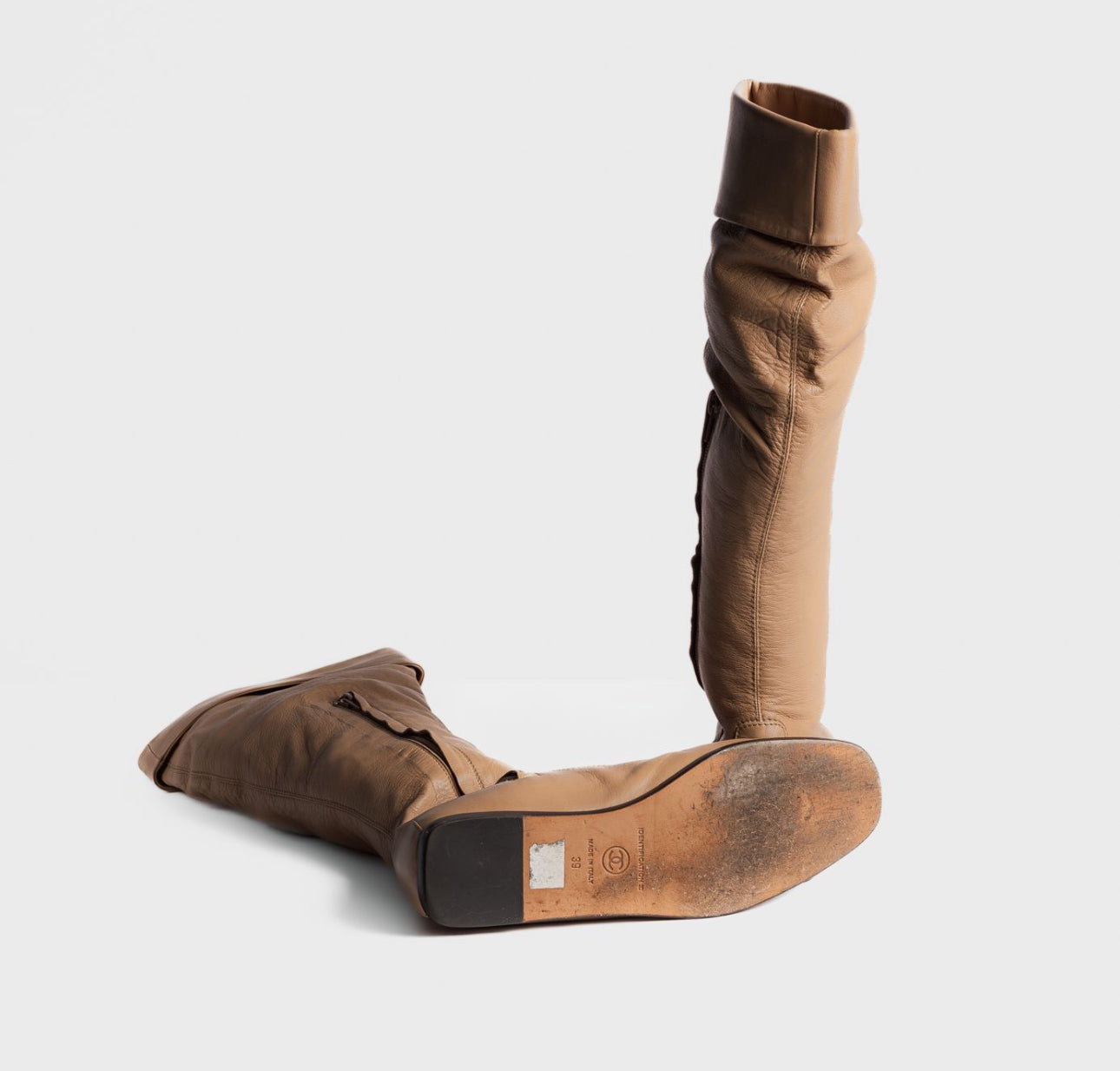 CHANEL - HIGH BOOTS LIGHT BROWN SIZE 39 EU