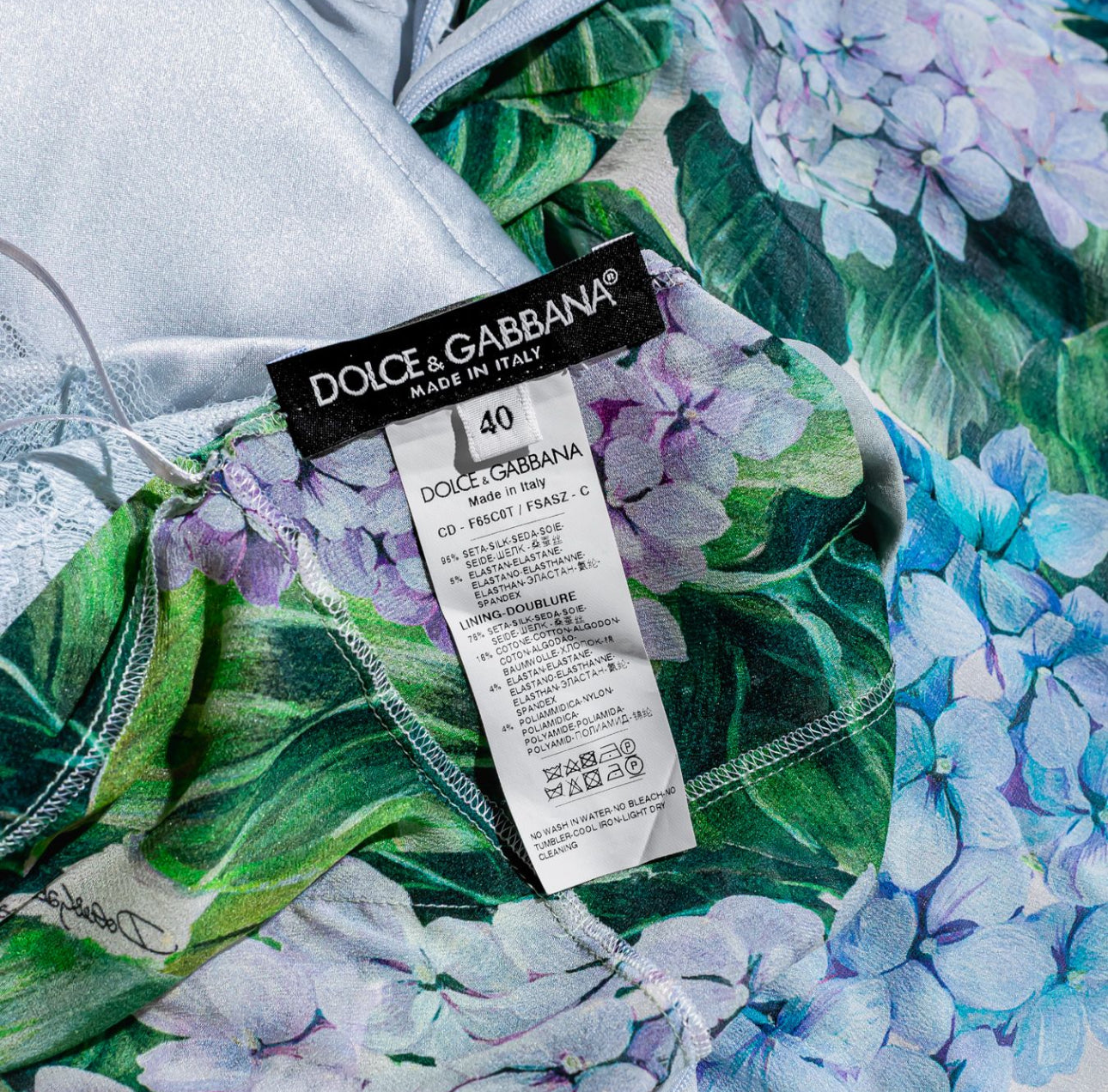 DOLCE & GABBANA - DRESS HYDRANGEA PRINT SILK CHIFFON SLEEVELESS SIZE 40 IT