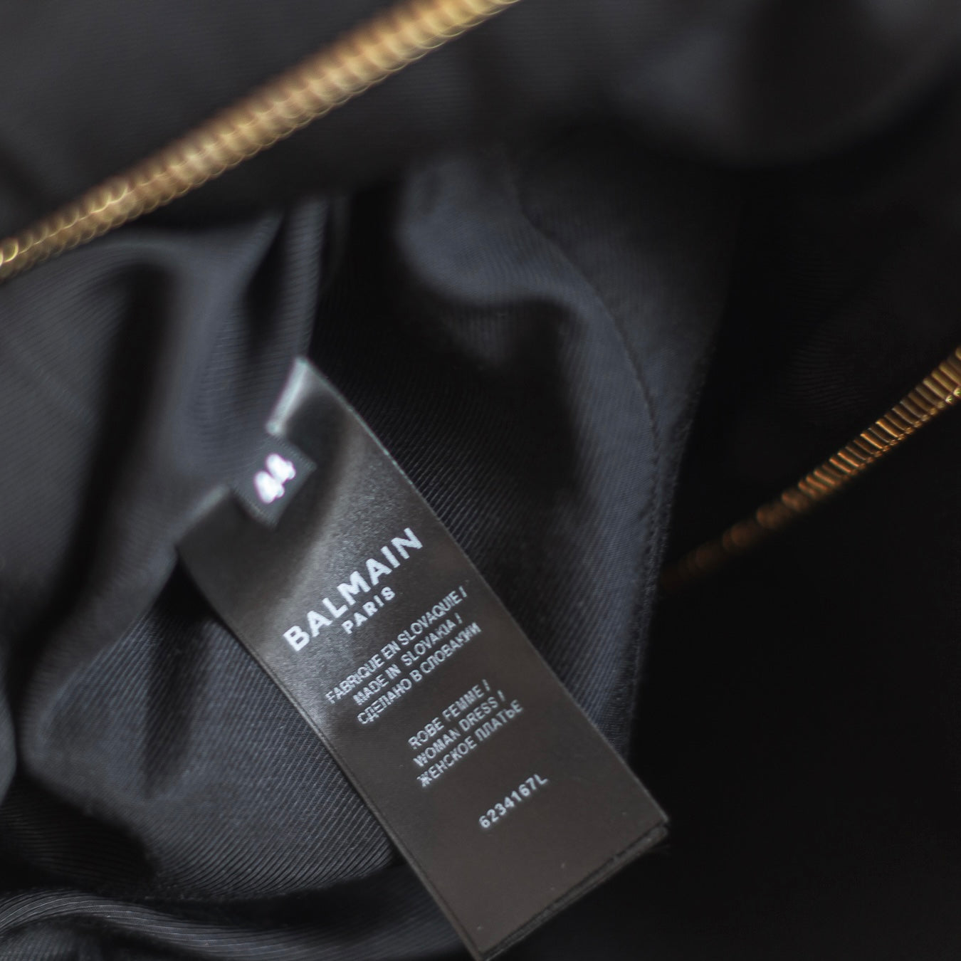 BALMAIN - DRESS MINI BLACK GOLD BUTTONS SIZE 44 FR