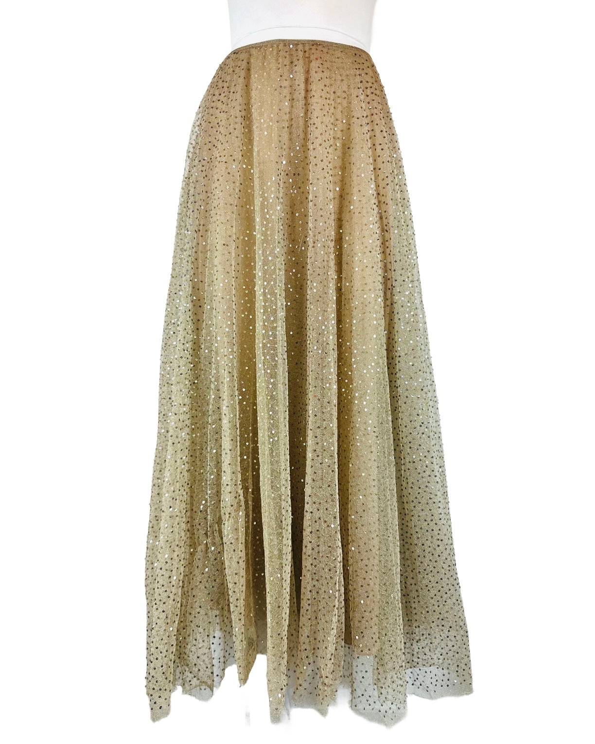 DIOR - Long skirt plumetis paiettes gold with lining size L