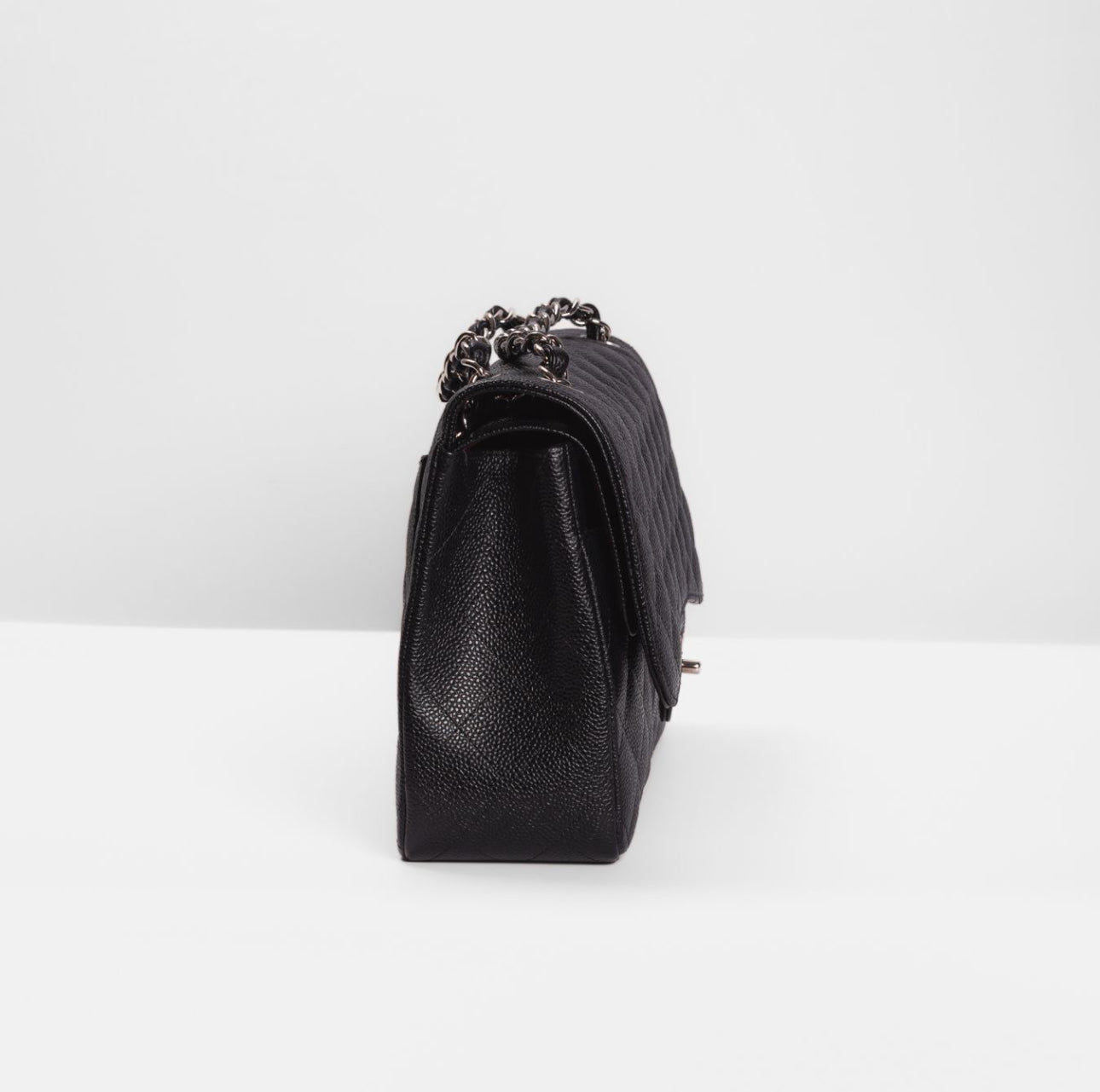 CHANEL - BAG TIMELESS LARGE BLACK CAVIAR LEATHER SILVER HARDWARE