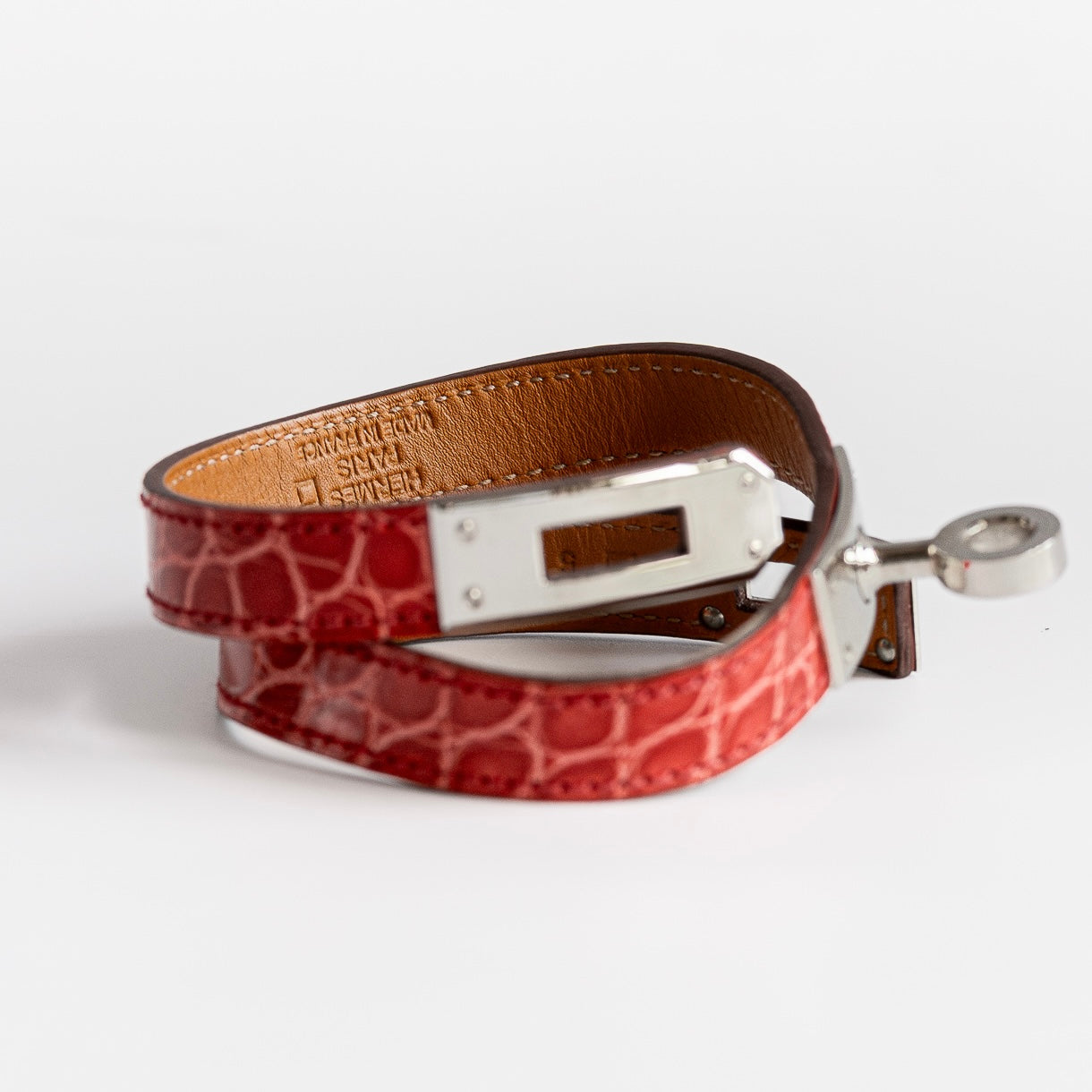 HERMÈS - BRACELET ALLIGATOR RED