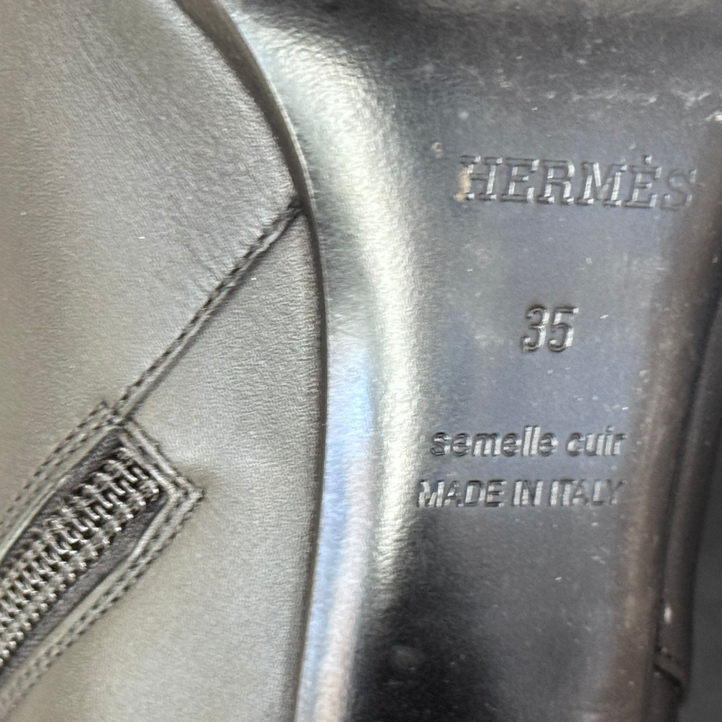 HERMÈS - BOOTS BLACK LEATHER SIZE 35 EU