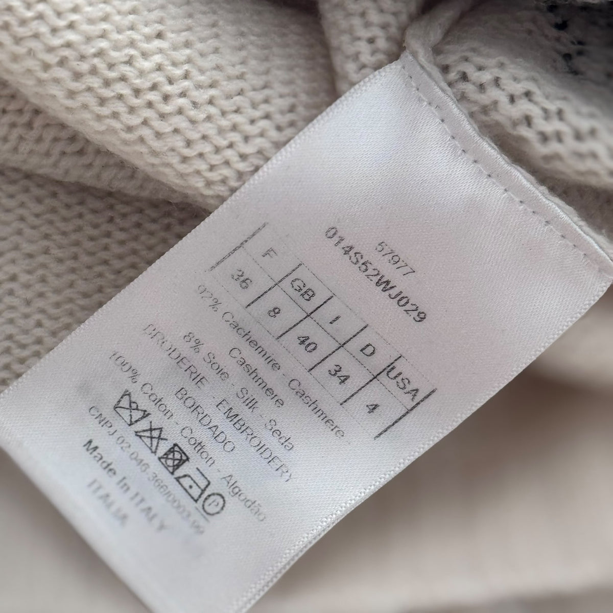 DIOR - SWEATER L’ÉTOILE IVORY CASHMERE & SILK WOTH NAVY BLUE STAR AND FLORAL EMBROIDERY SIZE 36 IT