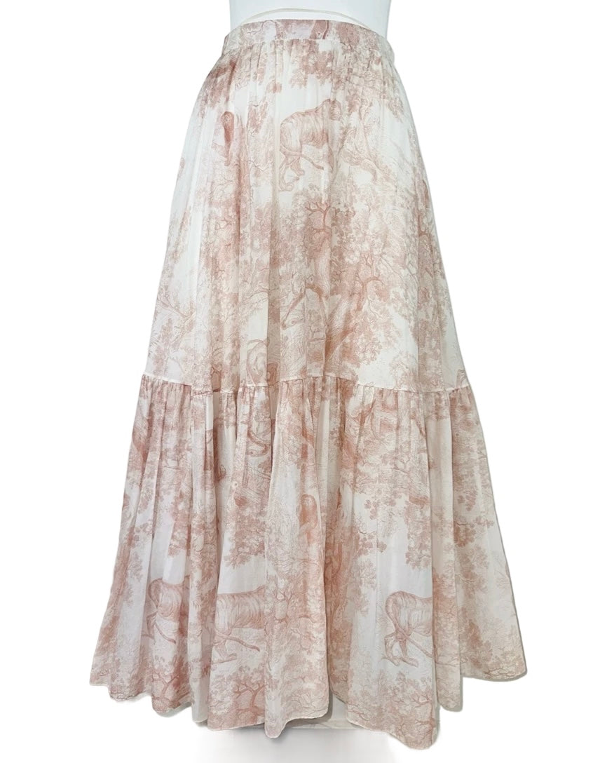 DIOR - Long skirt toile de jouy pink size 38 FR