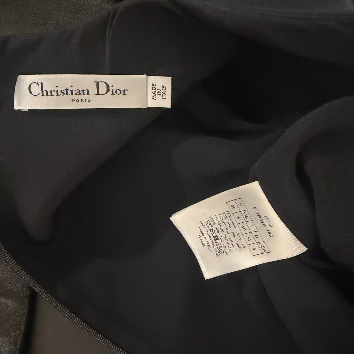 DIOR - DRESS MINI FLARED WOOL & SILK BLACK SIZE 36 FR