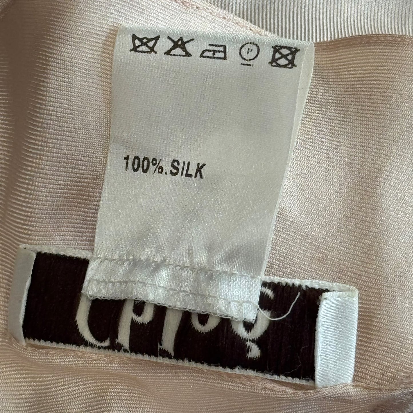 CHLOÉ - TOP CAMISOLE PINK SOLK WITH BEIGE LACE SIZE 34 FR