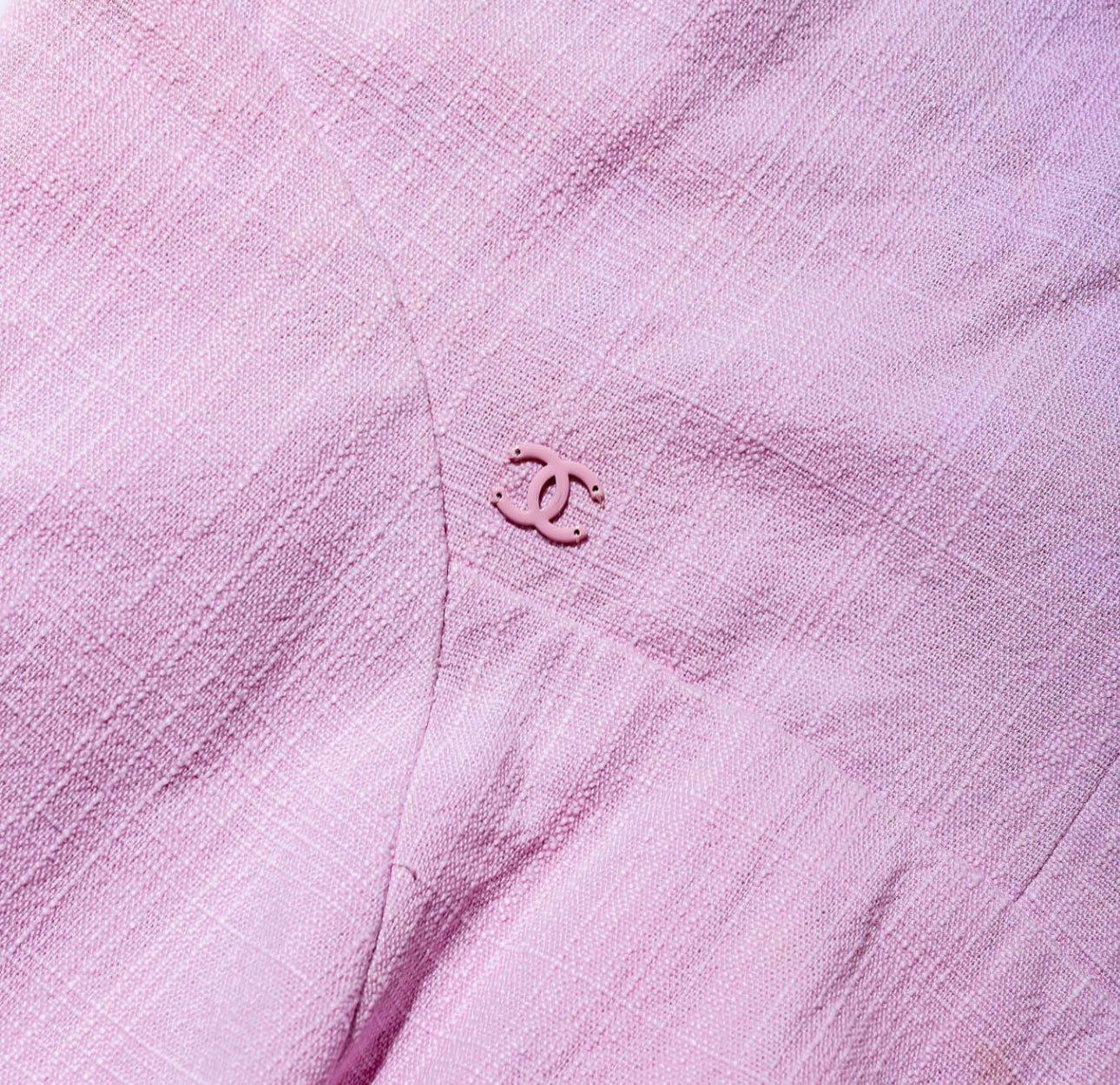 CHANEL - DRESS MIDI PINK COTTON SIZE 40 FR