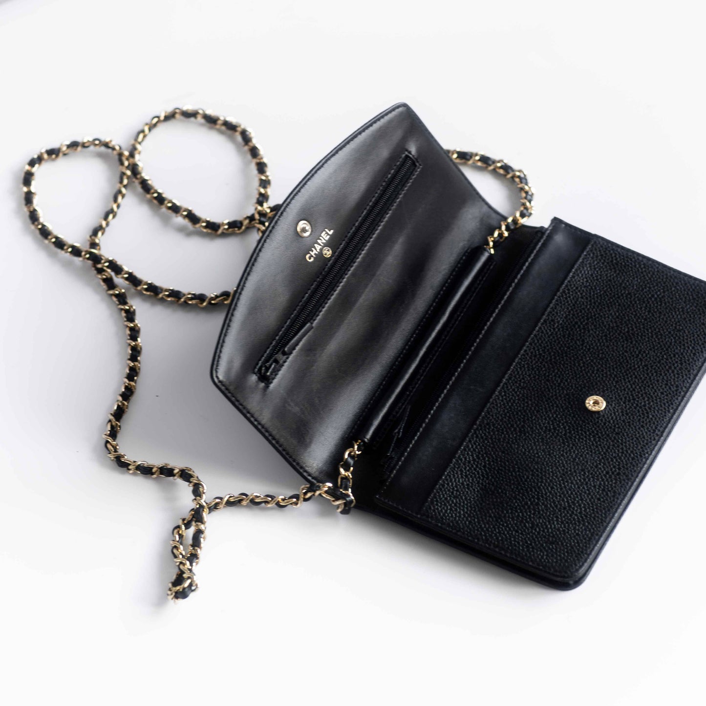 CHANEL - WALLET ON CHAIN BLACK CAVIAR LEATHER