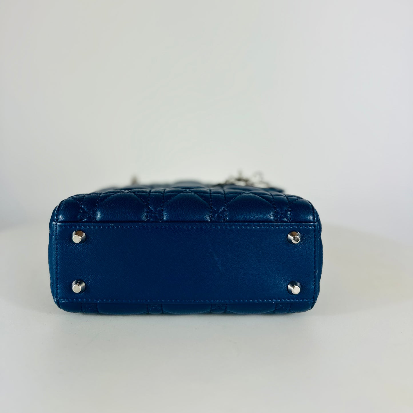 CHRISTIAN DIOR - Mini Bag Lady Dior Blue with Silver Hardware