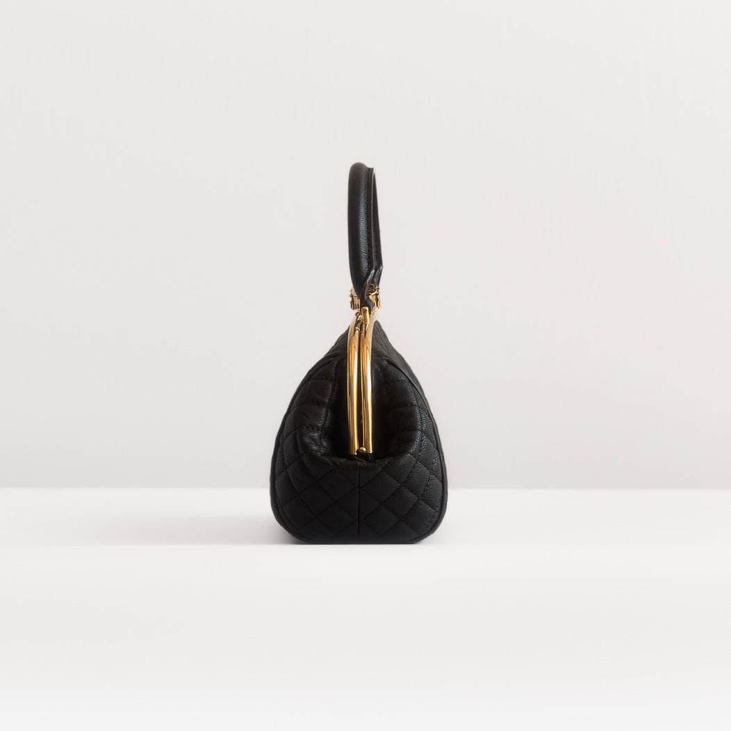 CHANEL - LOCK BAG PARIS ROME COLOSSEUM BLACK CALFSKIN ANTIQUE GOLD