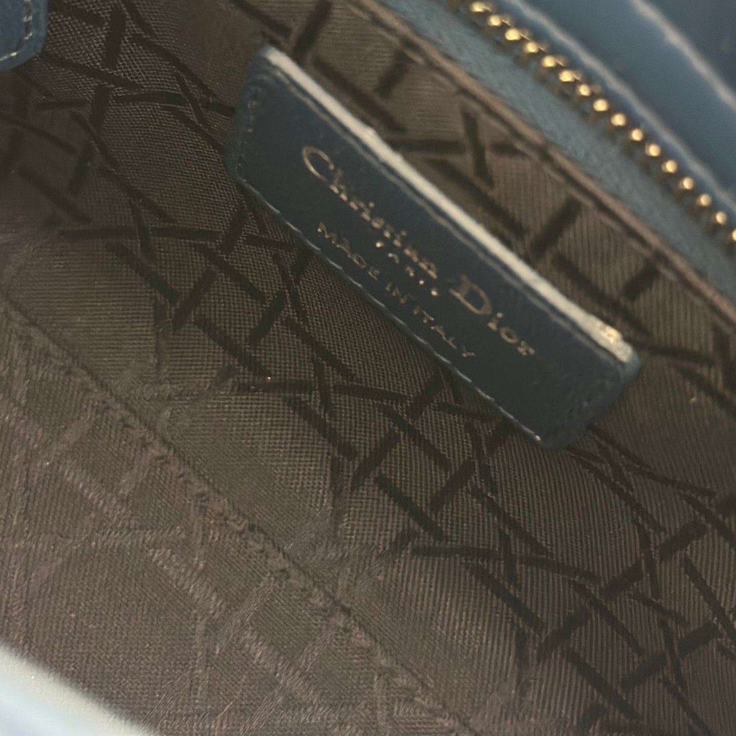 CHRISTIAN DIOR - Mini Bag Lady Dior Blue with Silver Hardware