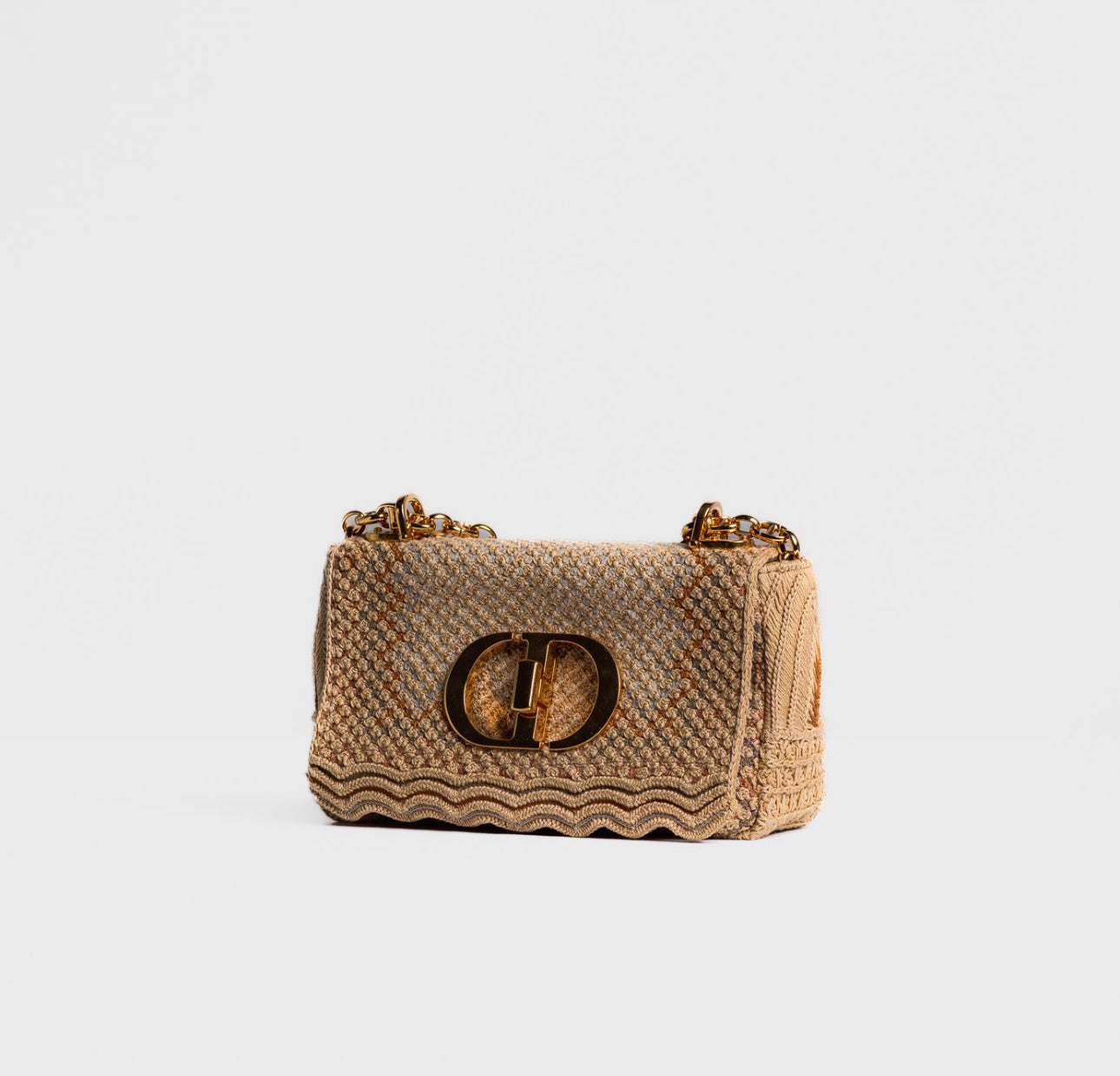DIOR - BAG CARO IN BEIGE RAFFIA & SUEDE