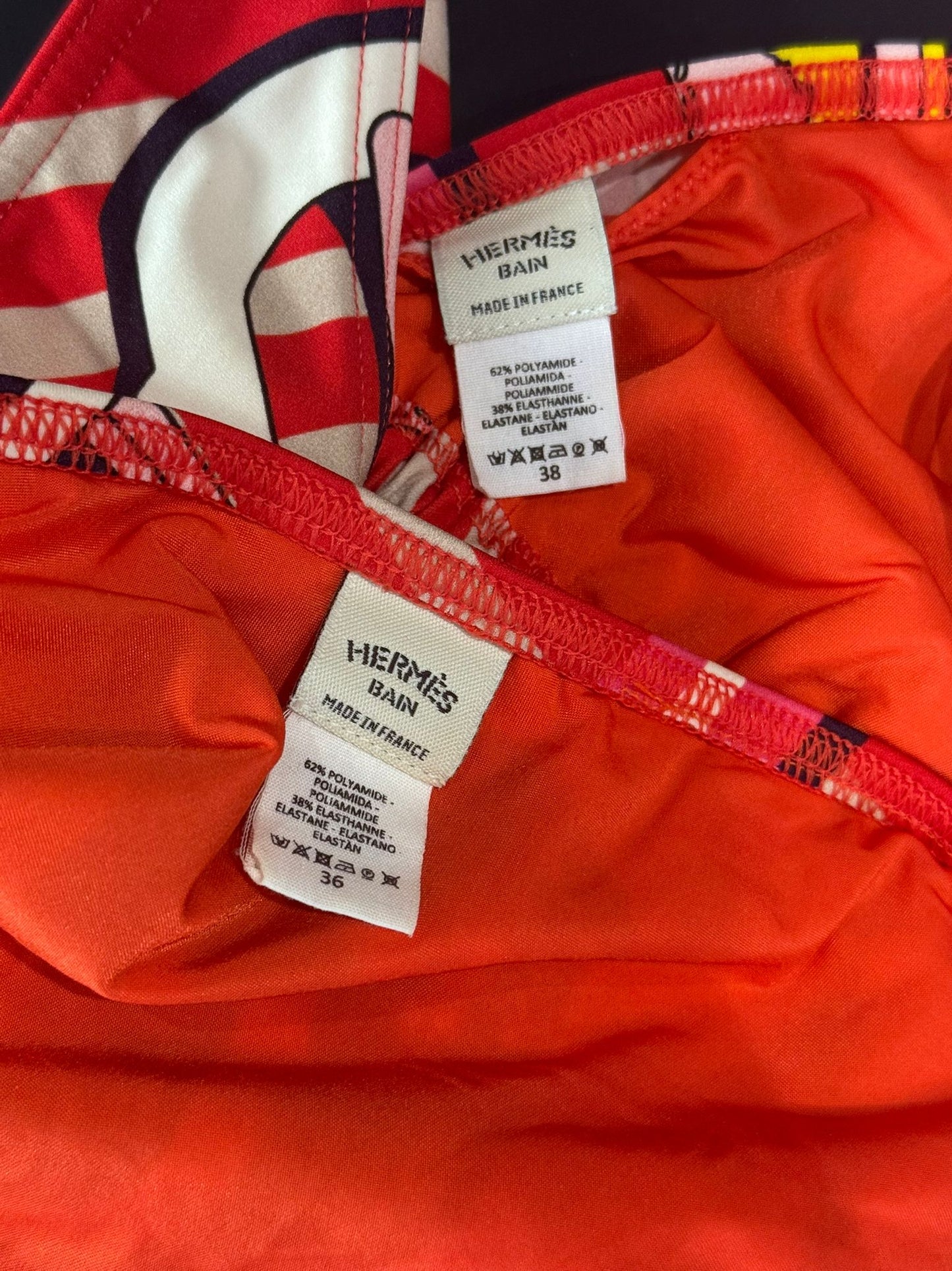 HERMÈS - BIKINI TWO PIÈCES RED-TONE PRINT SIZE 38FR/36FR
