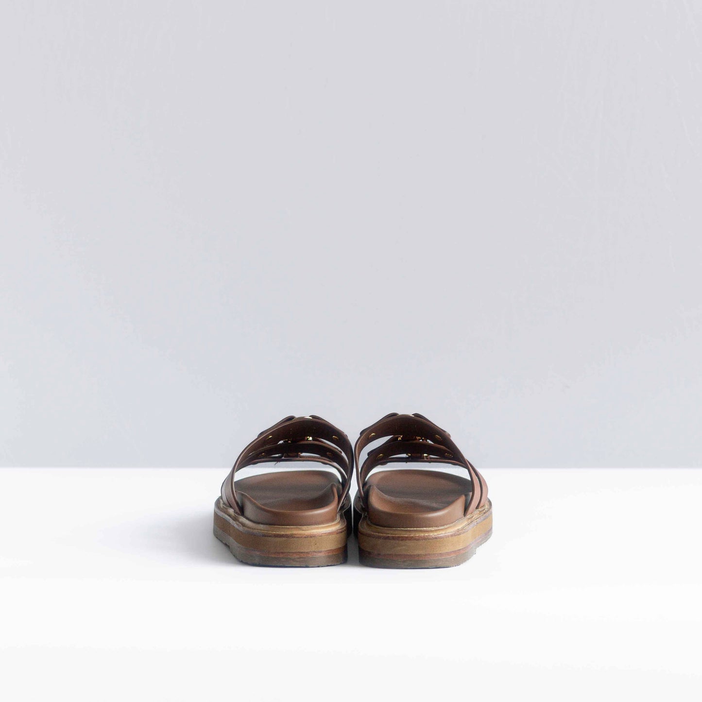 CÉLINE - SANDALS TIPPI LEATHER GOLD LOGO SIZE 38 EU