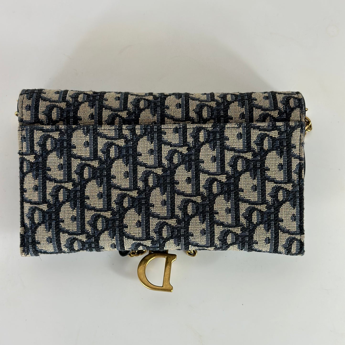 DIOR Saddle wallet with chain oblique blue