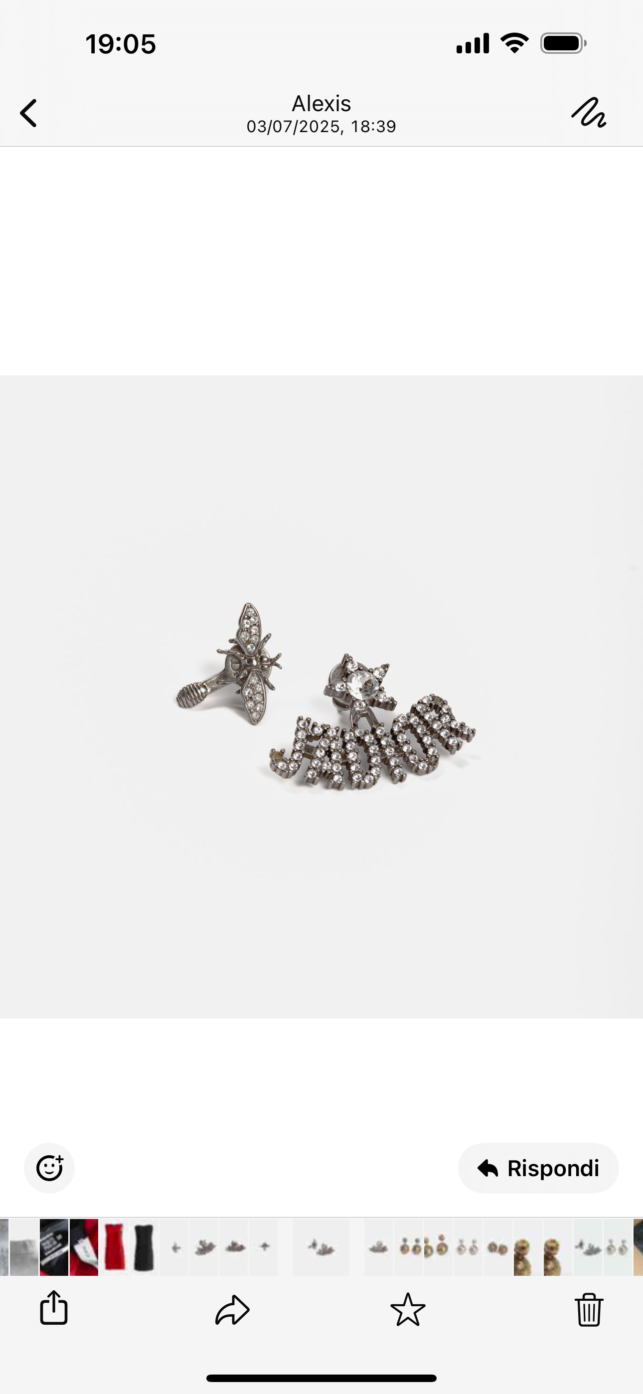 DIOR - EARRINGS J’ADIOR AND BEE WITH SILVER CRYSTALS