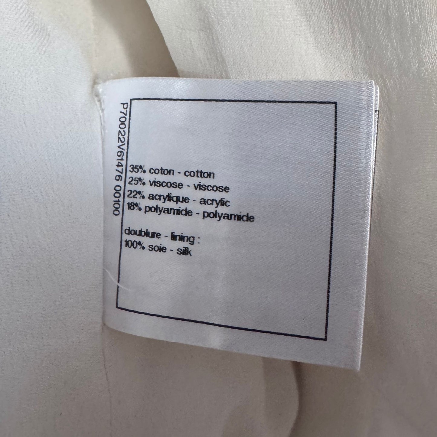 CHANEL - JACKET WHITE TWEED SIZE 34 FR WITH CRYSTAL CC LOGO BUTTONS