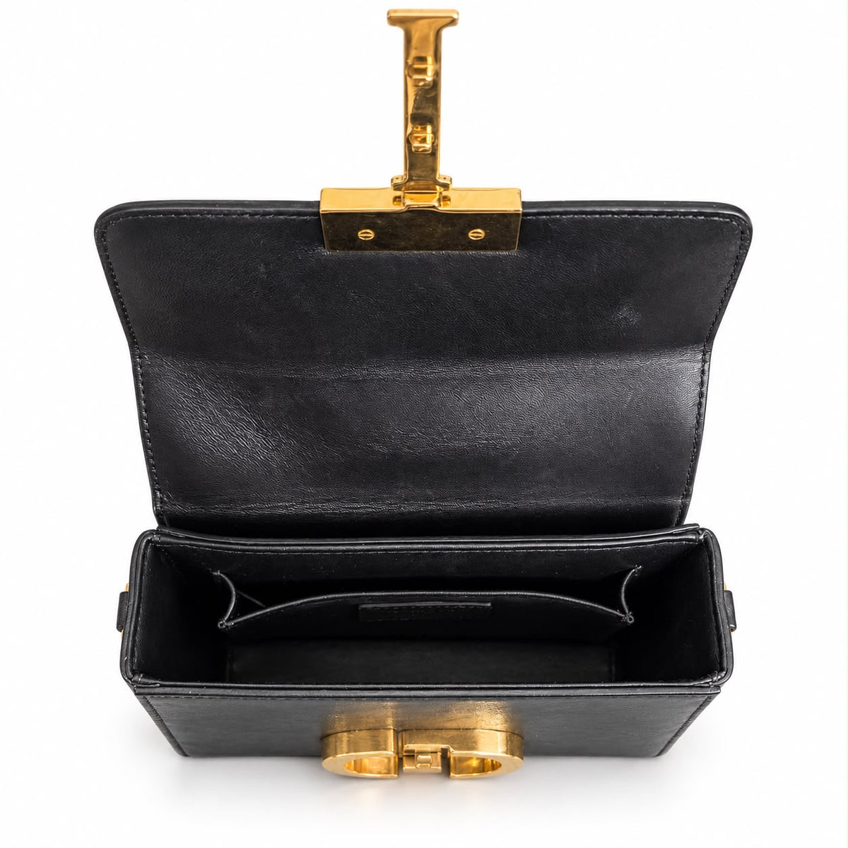 DIOR - BAG 30 MONTAIGNE BLACK LEATHER WITH OBLIQUE SHOULDER STRAP