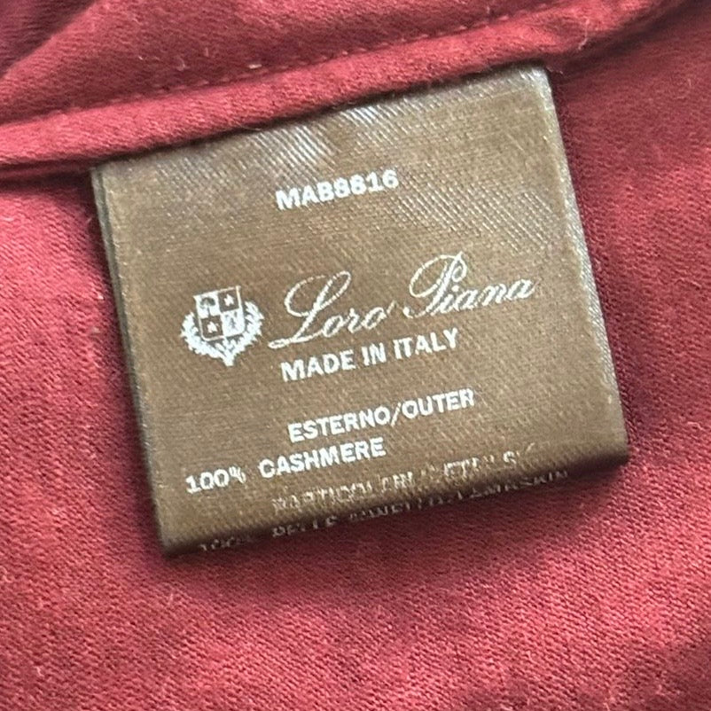 LORO PIANA - T-SHIRT CASHMERE BORDEAUX WITH LEATHER DETAILS SIZE 38