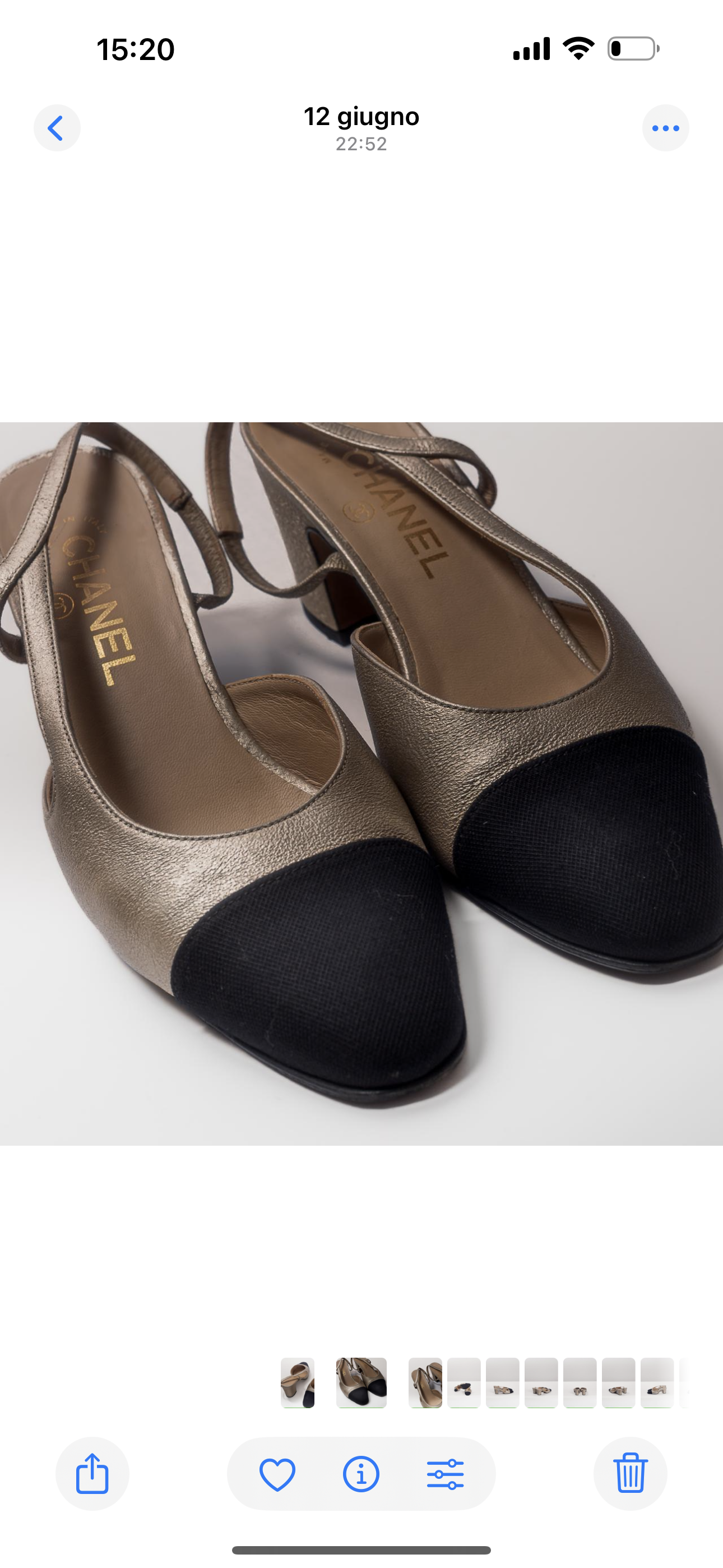 CHANEL - SLINGBACK GOLD LEATHER WITH BLACK TOE SIZE 37,5 EU