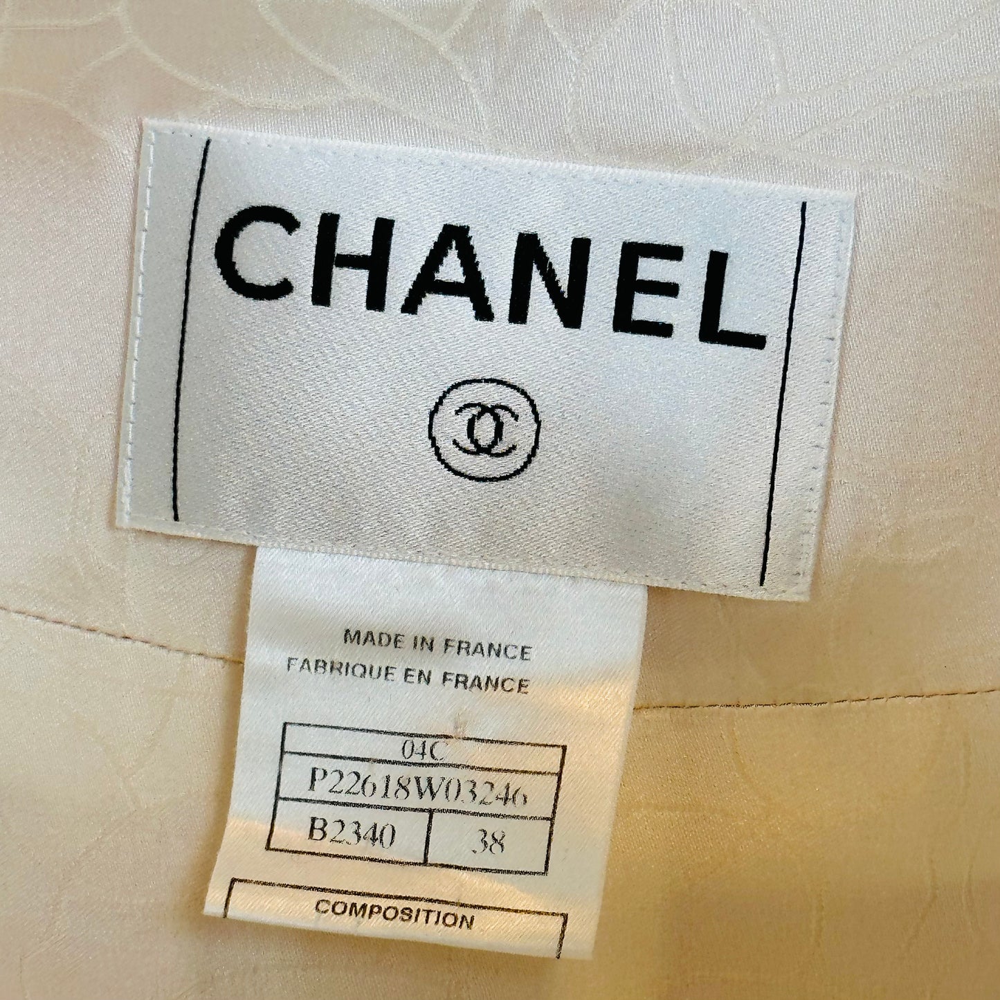 CHANEL - Long Coat tweed pink/white size 38 FR