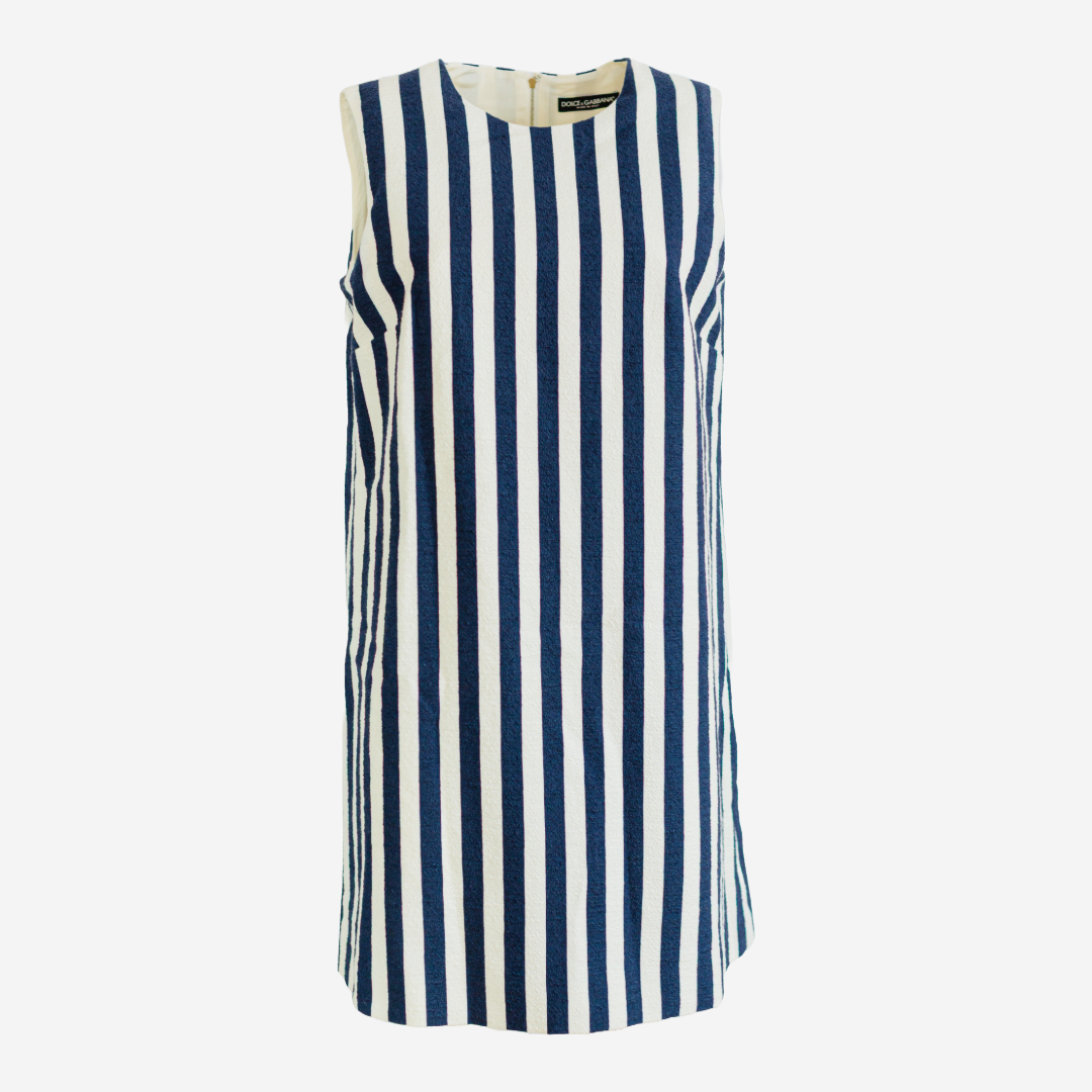 DOLCE & GABBANA - DRESS STRIPED IN BLUE & WHITE SLEEVELESS SIZE M