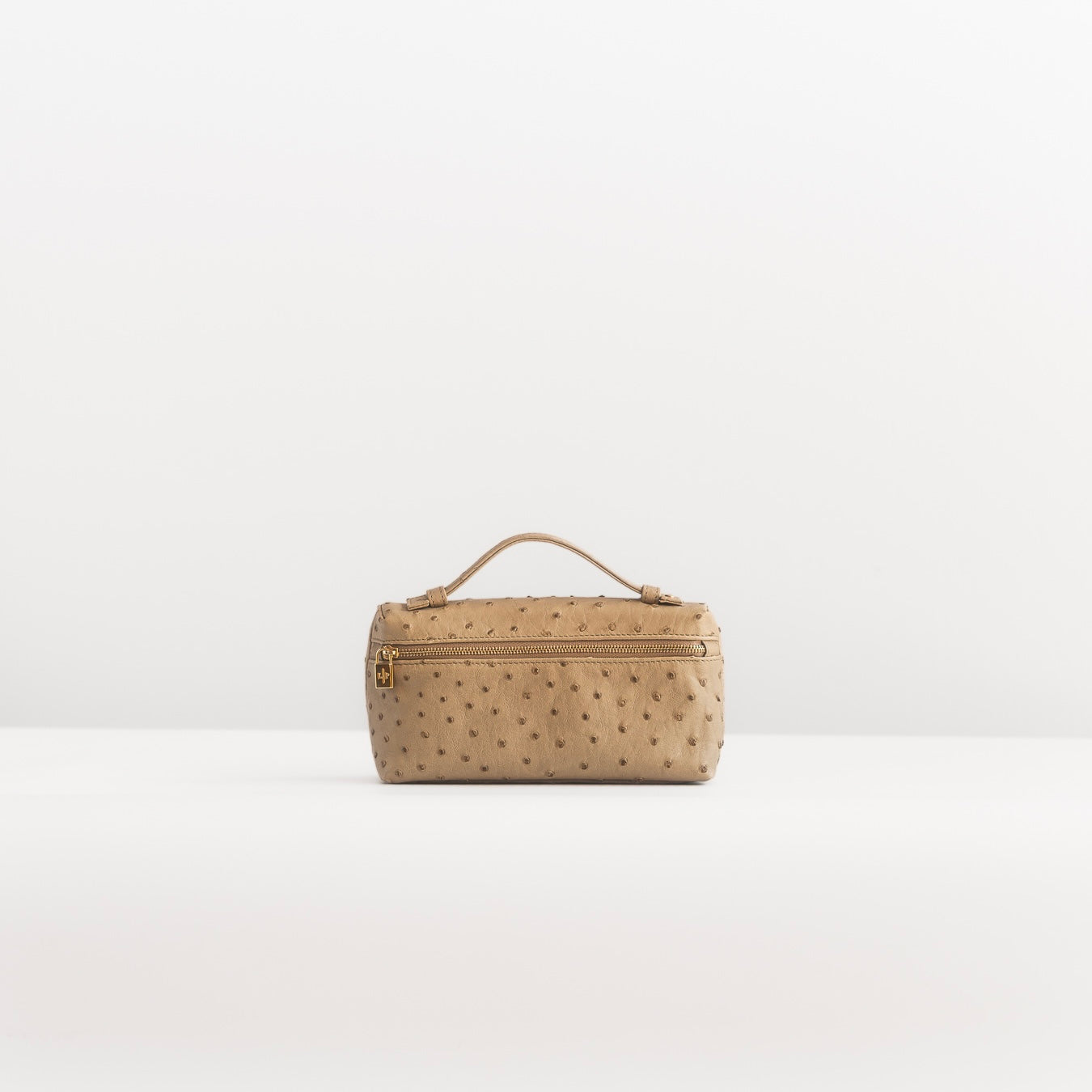 LORO PIANA - EXTRA POCKET POUCH OSTRICH BEIGE LEATHER