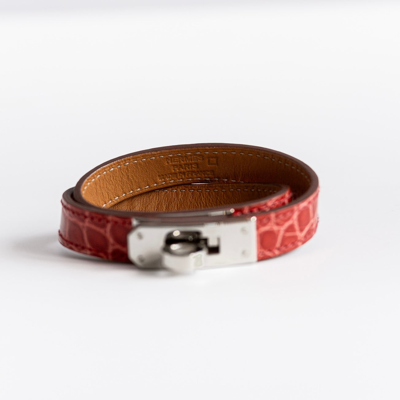HERMÈS - BRACELET ALLIGATOR RED
