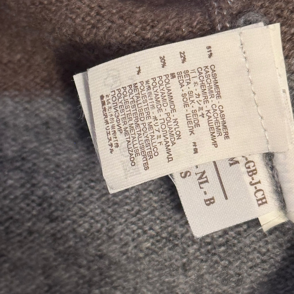 BRUNELLO CUCINELLI – CARDIGAN CASHMERE WITH METALLIC THREADS IN GREY & TAUPE SIZE M