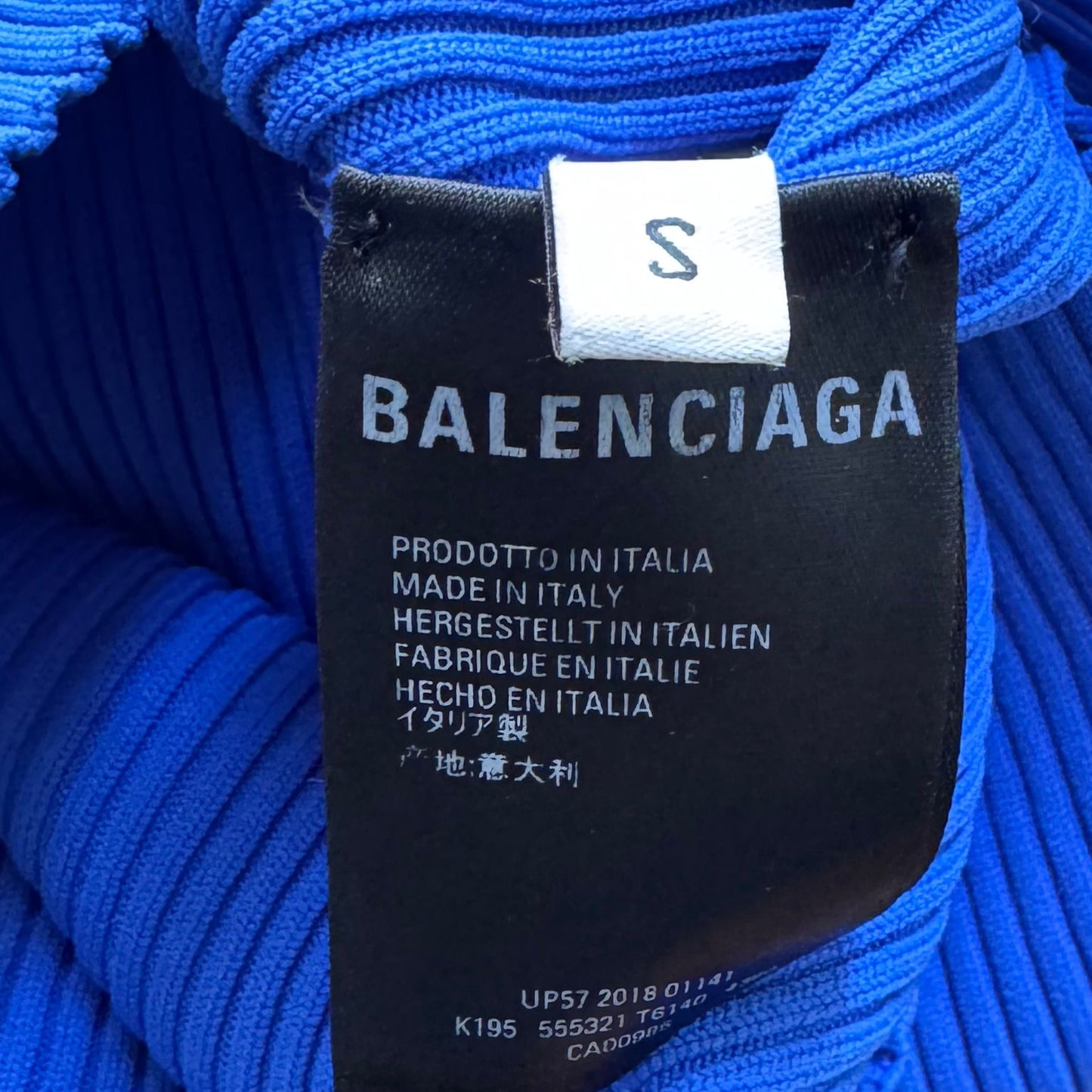 BALENCIAGA - PULLOVER BLUE LOGO RIB KNIT SIZE S