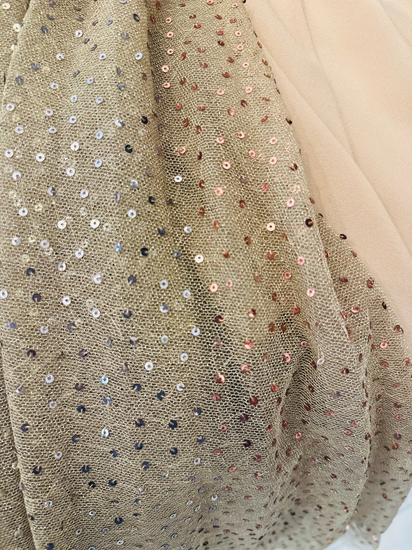 DIOR - Long skirt plumetis paiettes gold with lining size L