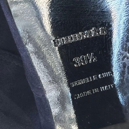 HERMÈS - HIGH BOOTS DARK BLUE SILVER BUCKLE SIZE 39,5 EU