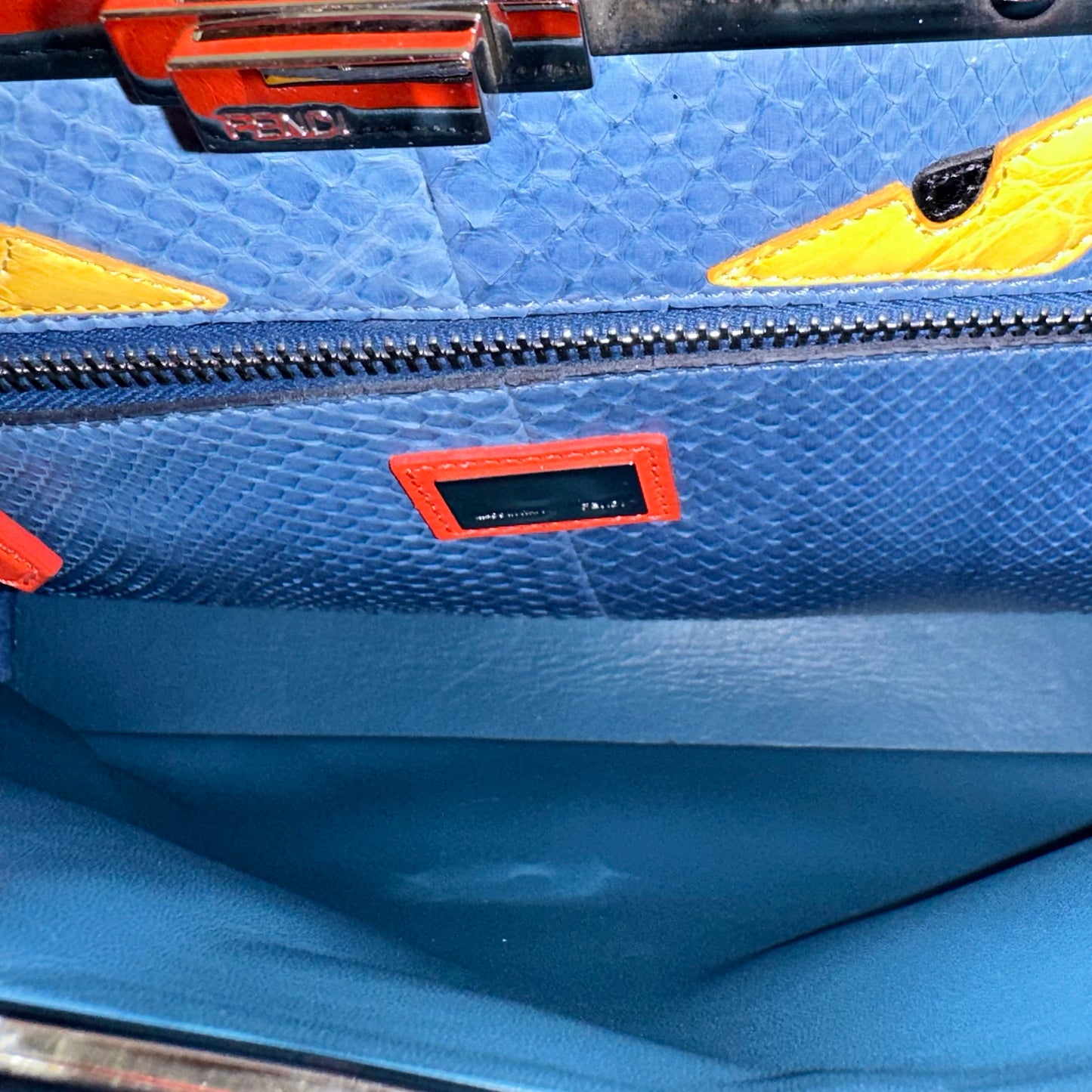 *LIMITED EDITION* FENDI - Peekaboo Bag red with strap blue python and crocodile details