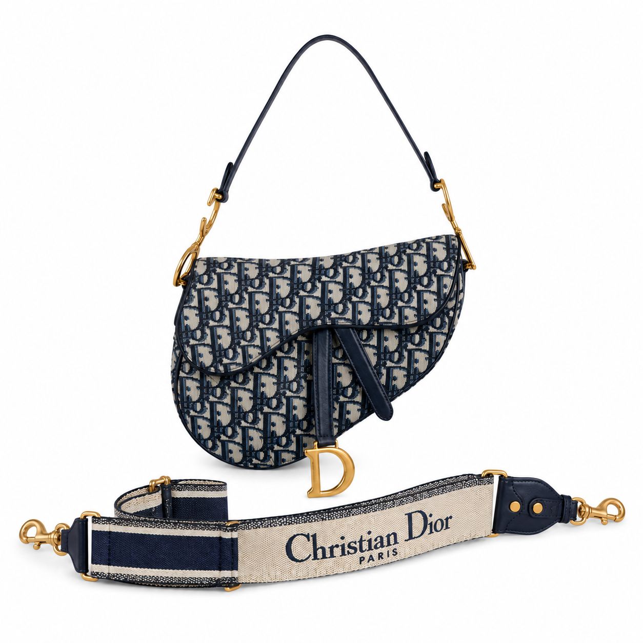 DIOR - *NEW* SADDLE BAG BLUE OBLIQUE MEDIUM SIZE WITH STRAP