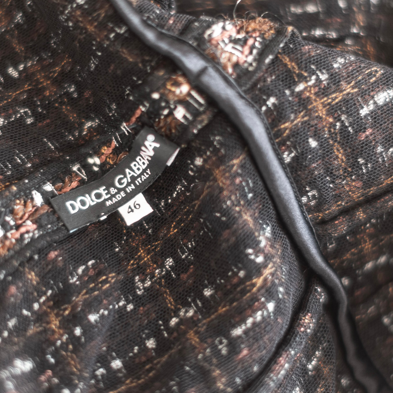 DOLCE & GABBANA - DRESS TWEED BUTTON EMBELLISHED SIZE 46 IT