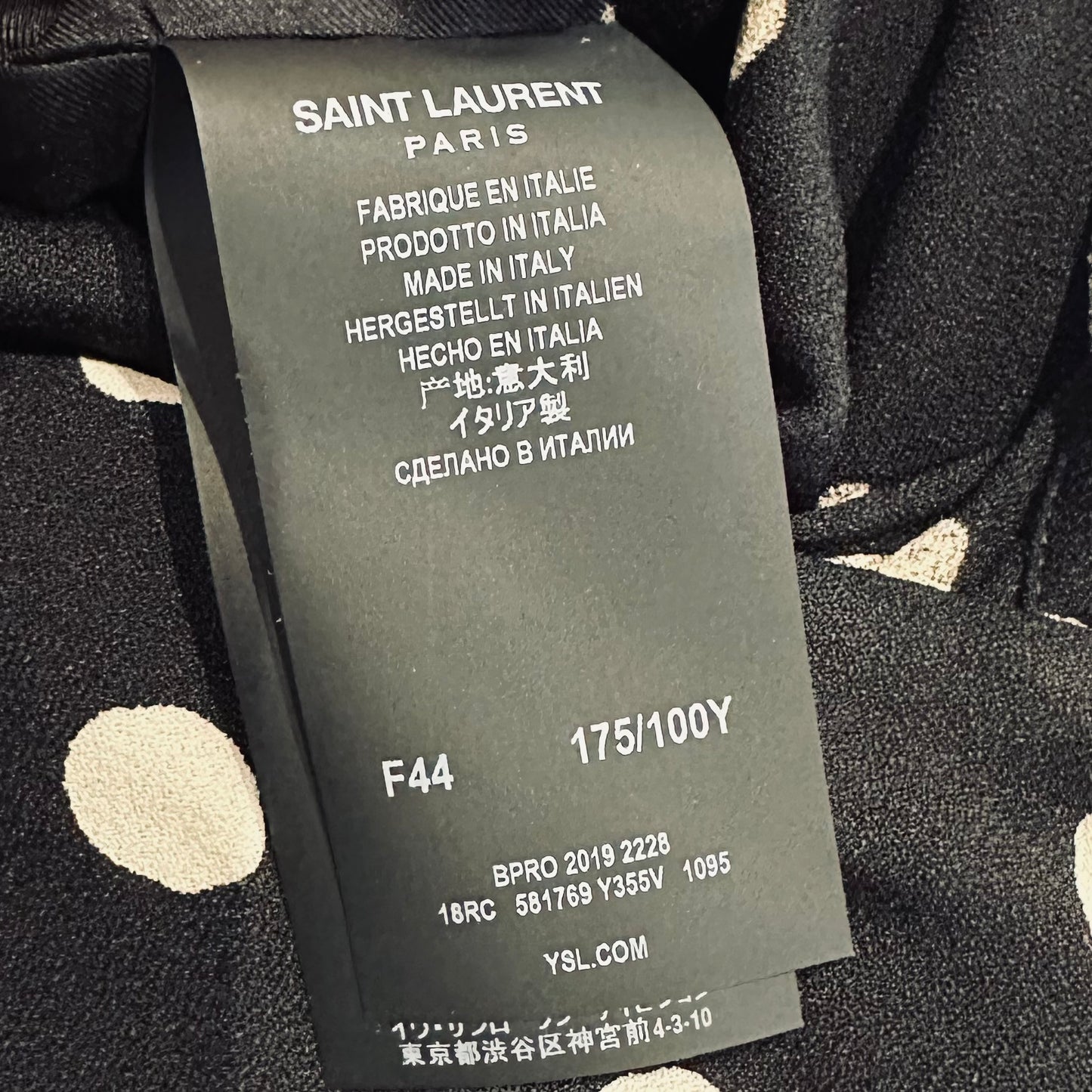 SAINT LAURENT - DRESS POLKA DOTS BLACK SIZE 44 FR