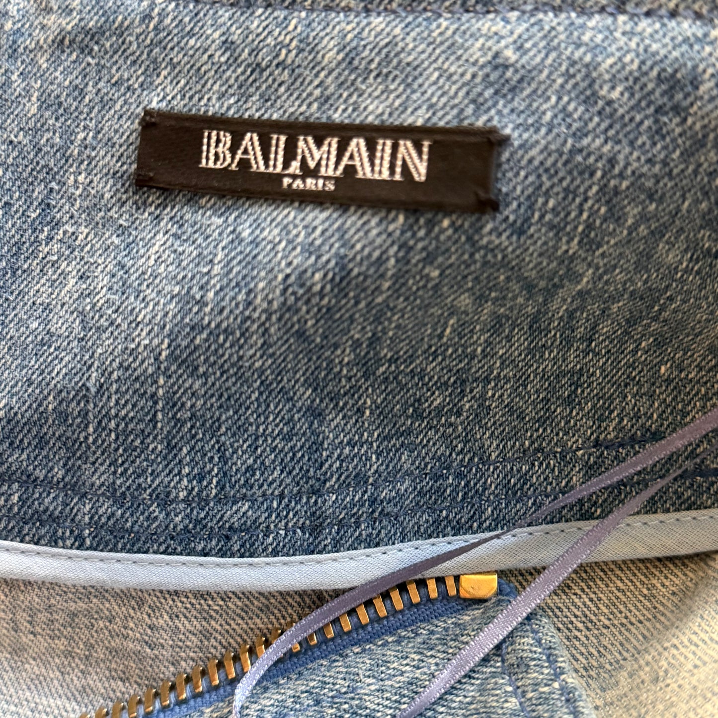 BALMAIN - SKIRT WRAP MINI DENIM LIGHT BLUE SIZE 34 FR