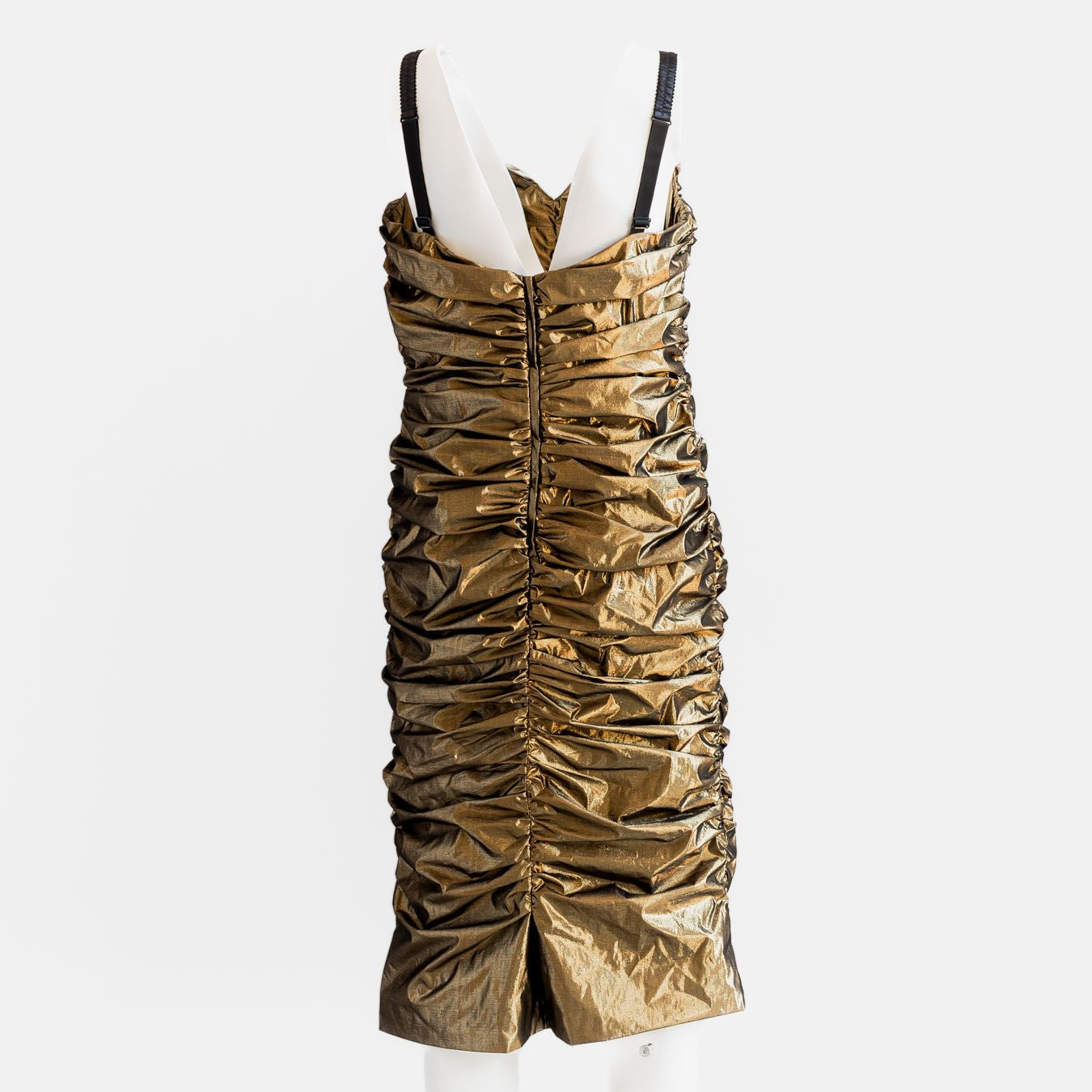 DOLCE & GABBANA - DRESS MIDI METALLIC BRONZE SIZE 48 IT