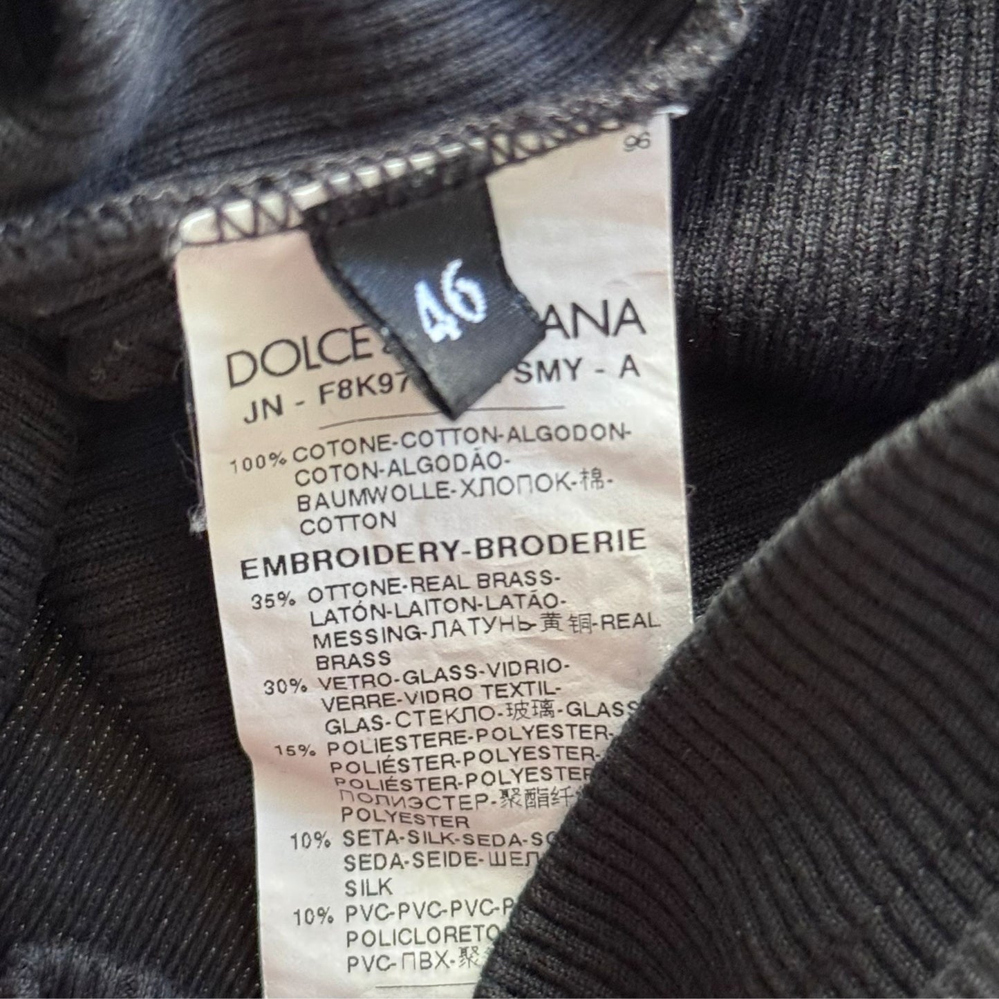 DOLCE & GABBANA - TOP BLACK RIBBED WITH EMBROIDERED HEART SIZE 46 IT