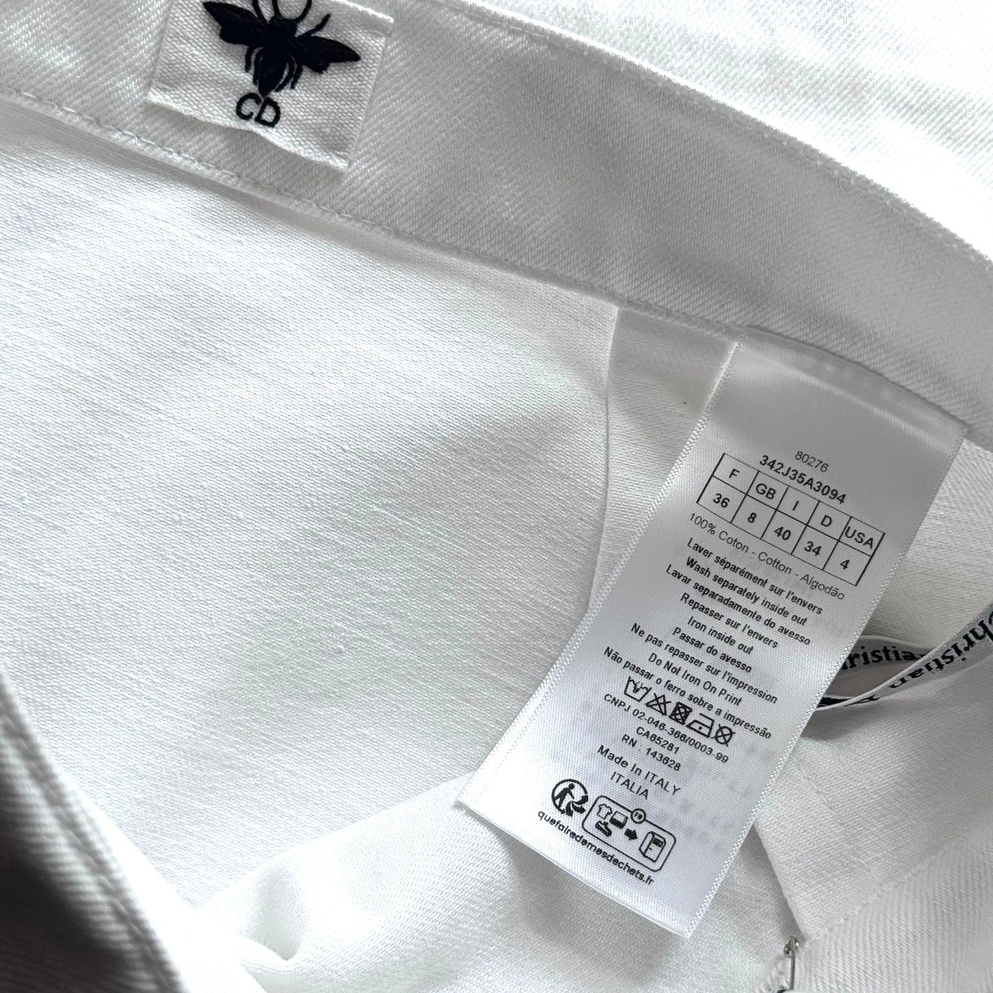 DIOR - *BRAND NEW* SKIRT WHITE DENIM MIDI WITH PRINT SIZE 36 FR