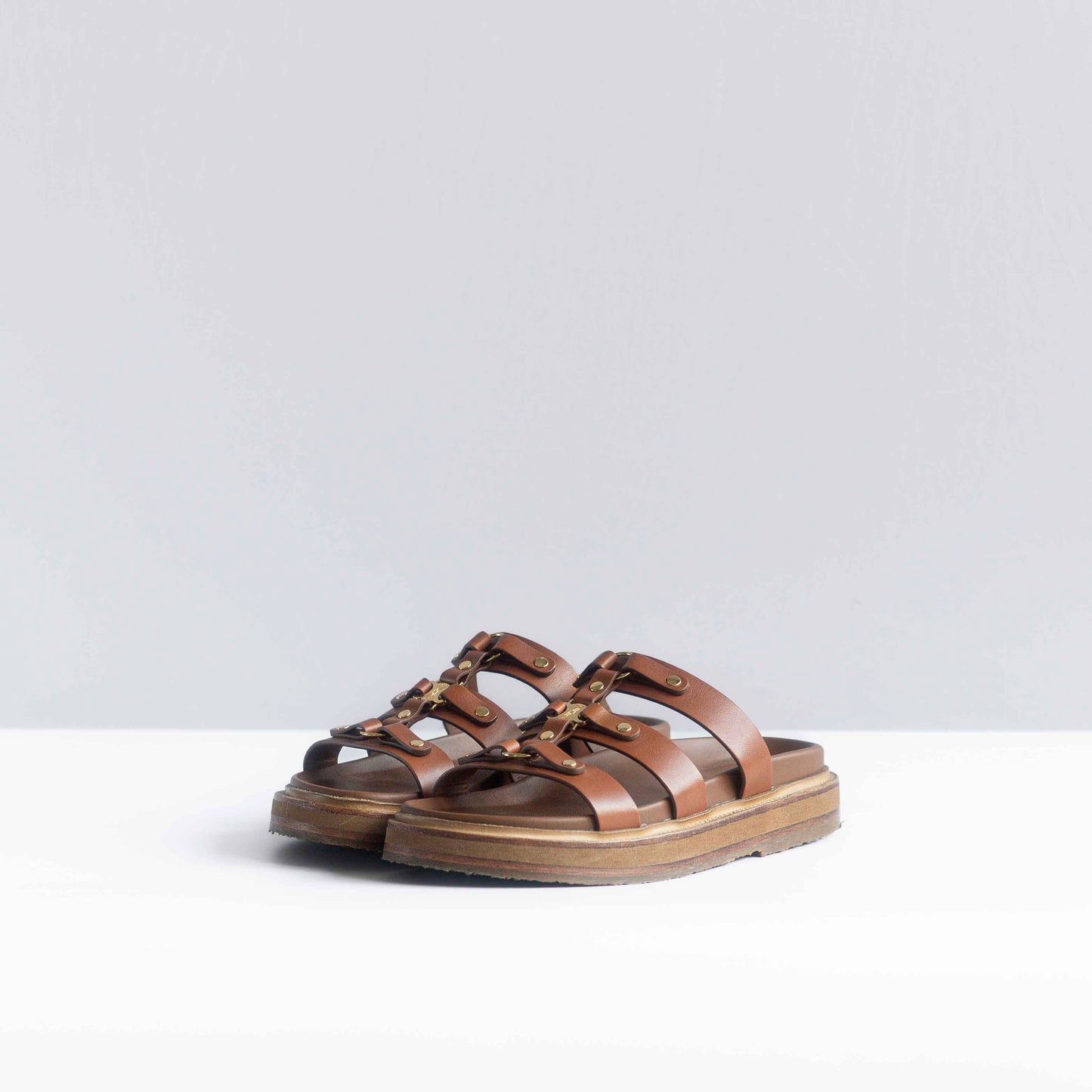 CÉLINE - SANDALS TIPPI LEATHER GOLD LOGO SIZE 38 EU